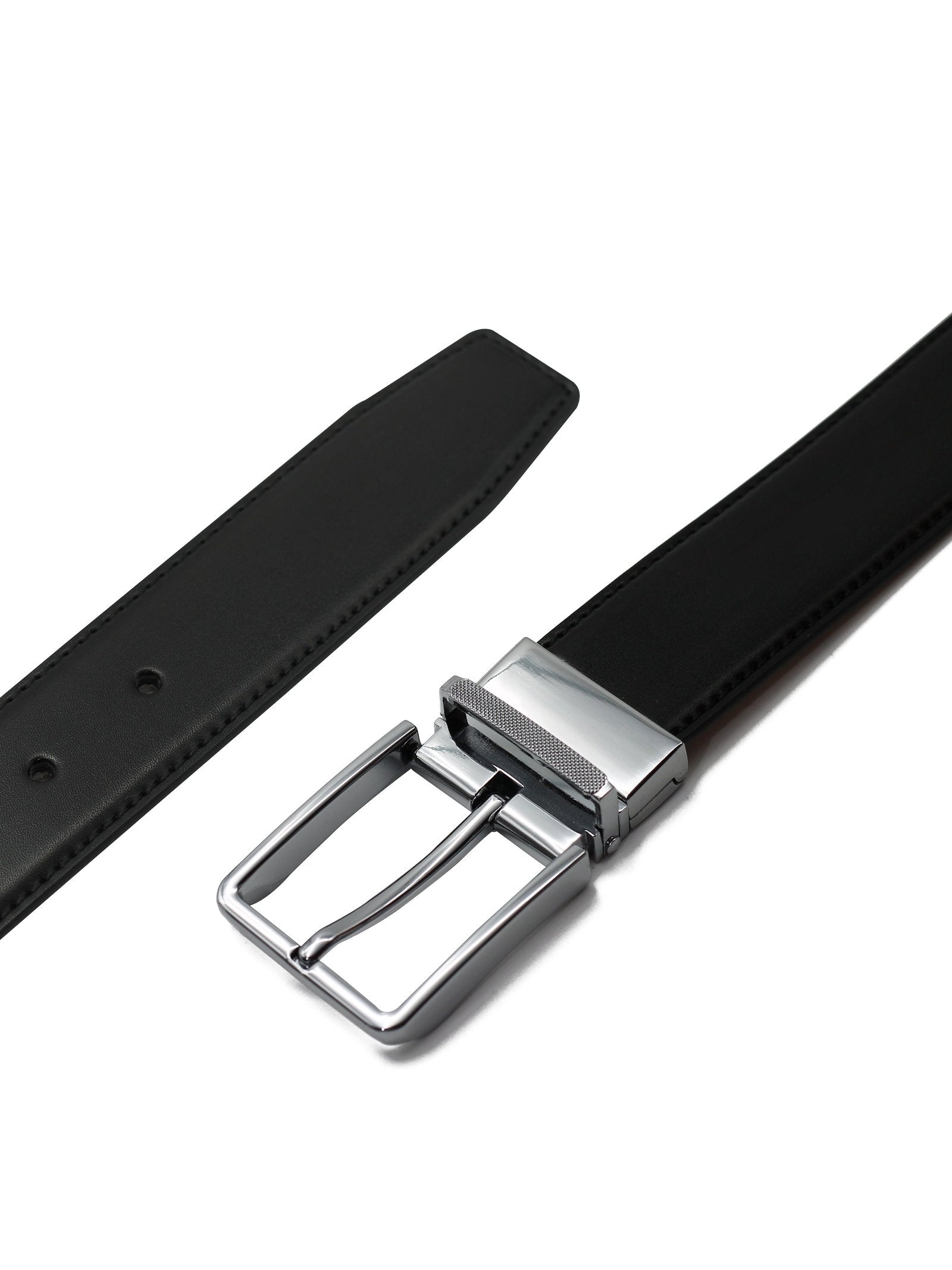 BLACK & TAN LEATHER REVERSIBLE BELT