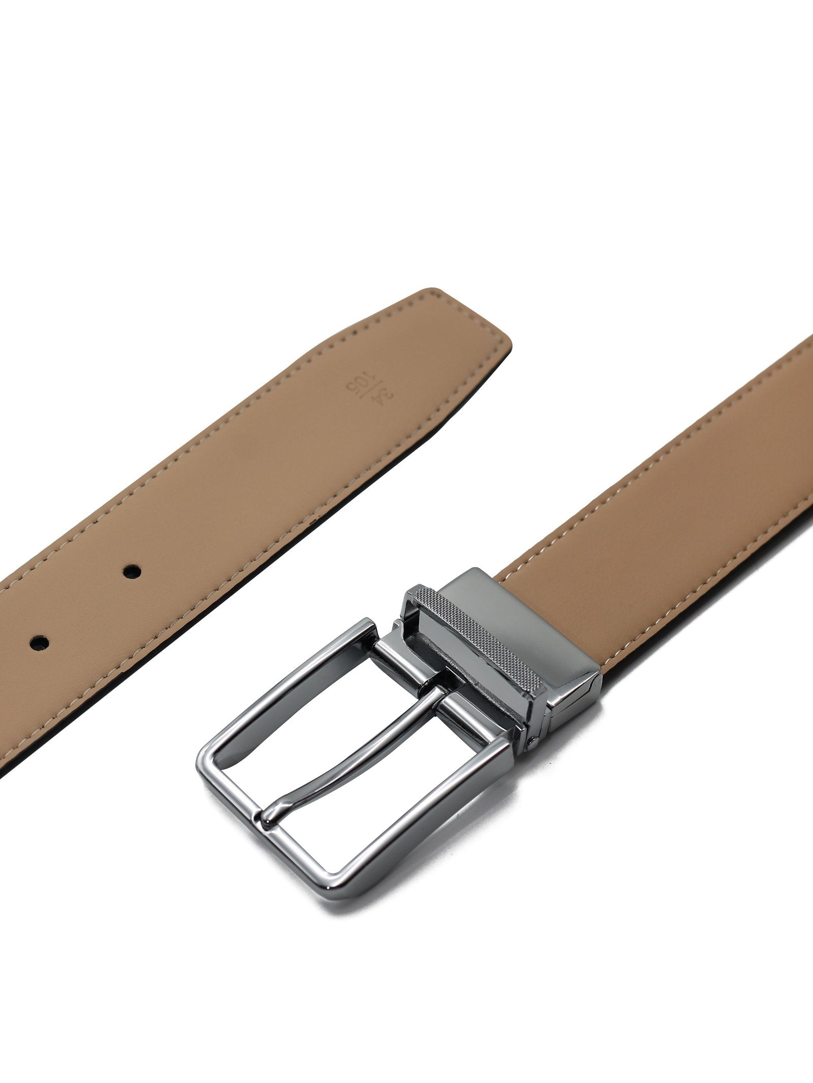 BLACK & TAN LEATHER REVERSIBLE BELT