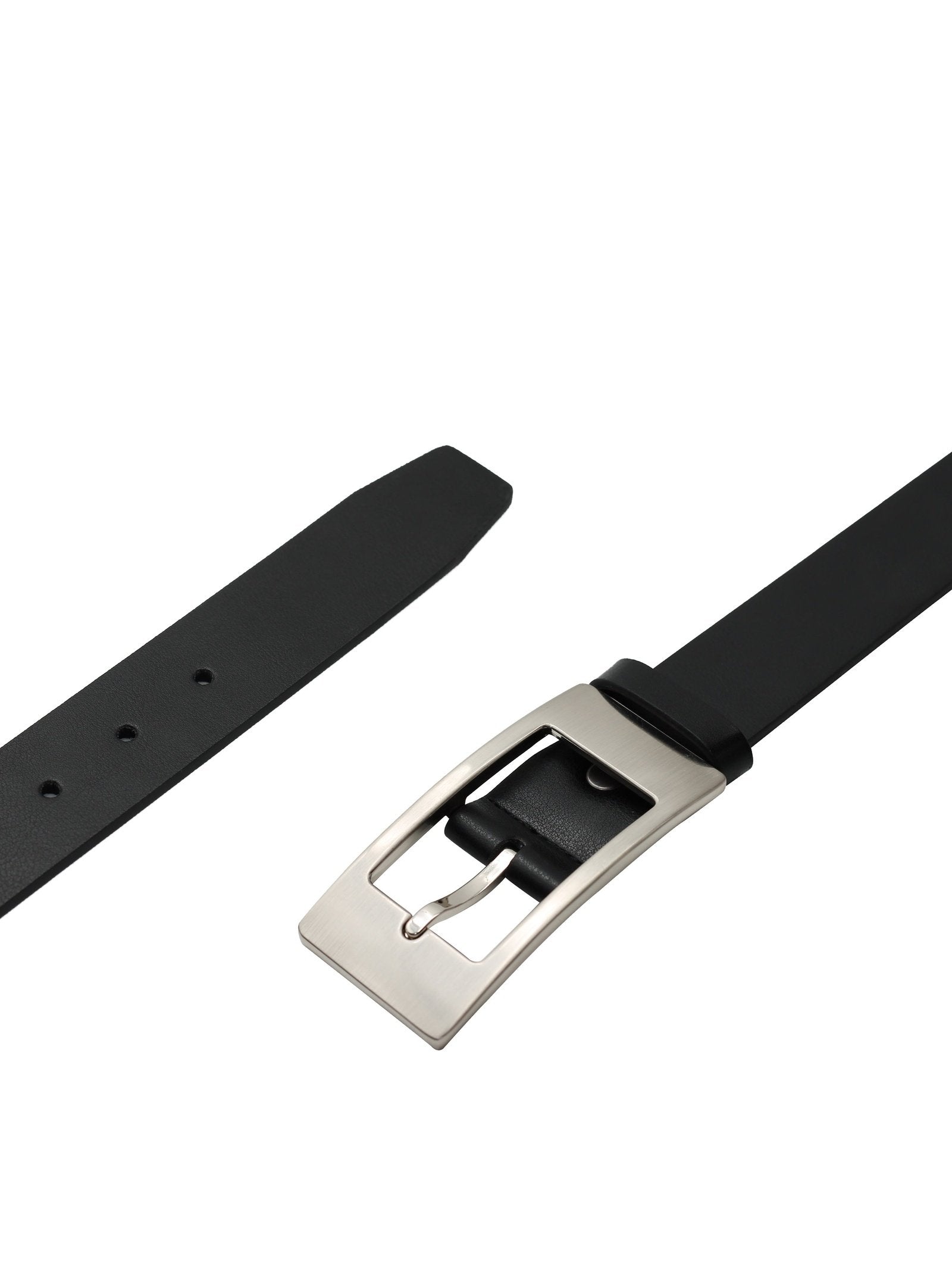 BLACK LEATHER PIN BUCKLE BELT