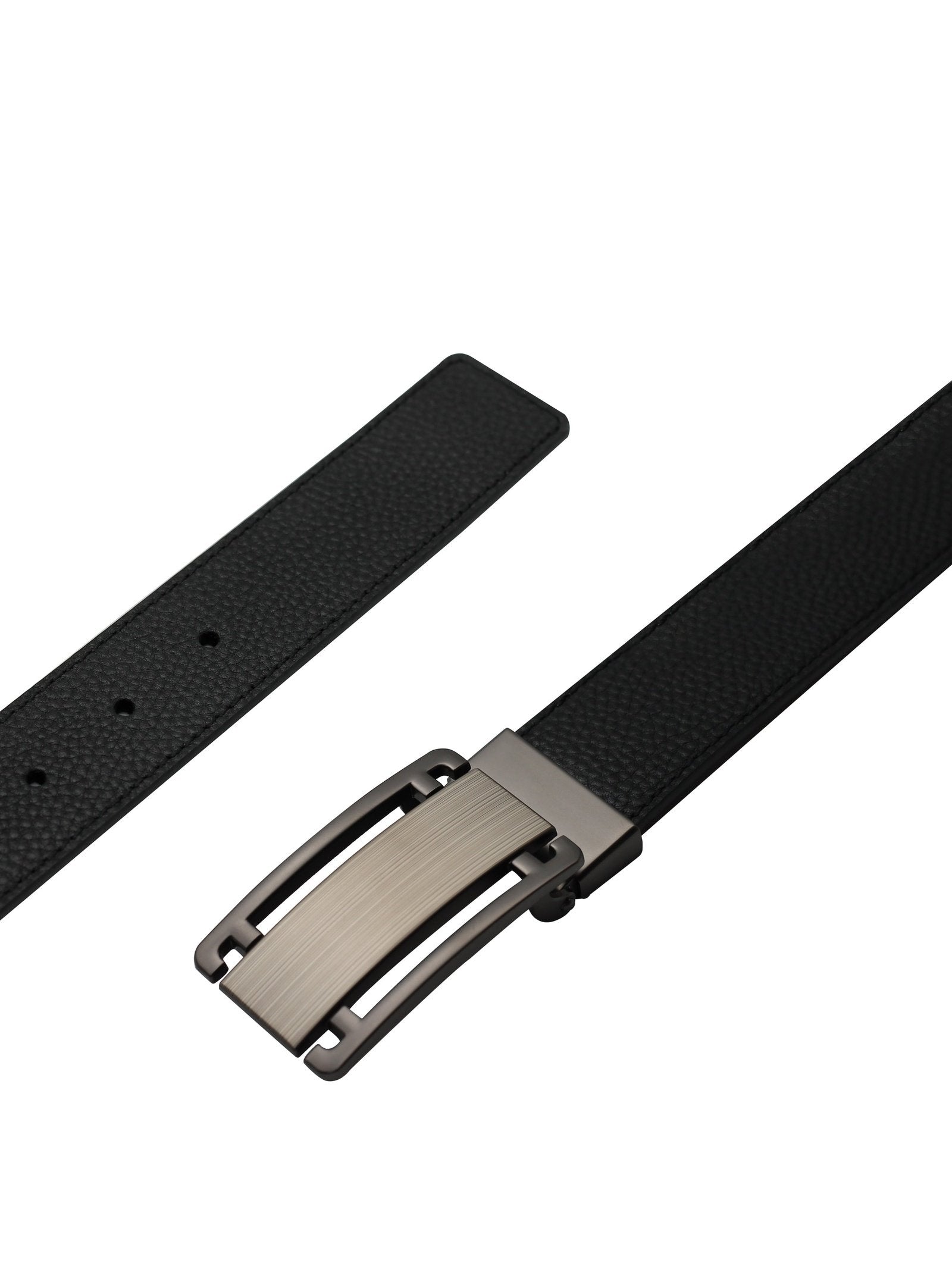 BLACK & BROWN GRAIN LEATHER PIN BUCKLE REVERSIBLE BELT