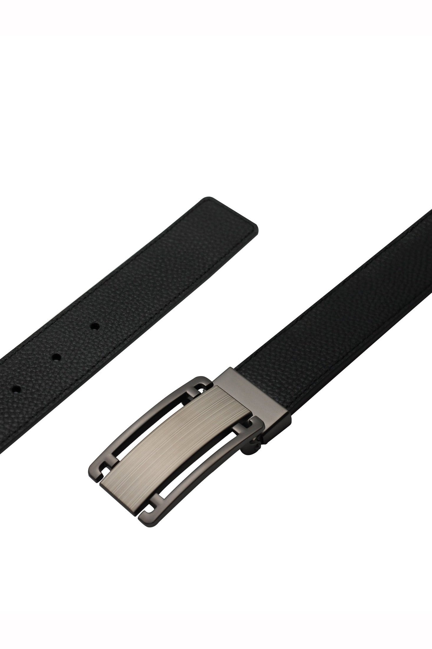 BLACK & BROWN GRAIN LEATHER PIN BUCKLE REVERSIBLE BELT