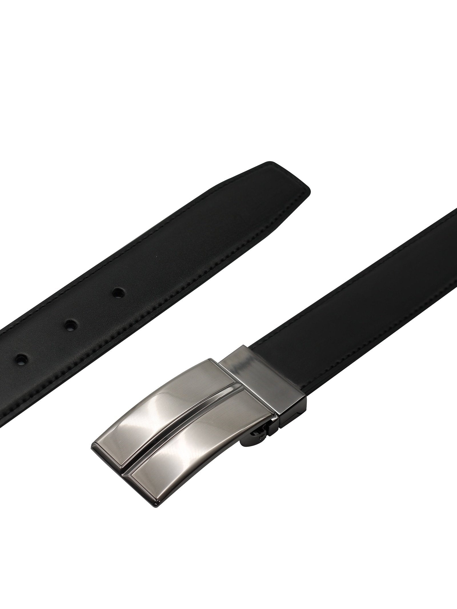 BLACK & BROWN LEATHER PIN BUCKLE REVERSIBLE BELT