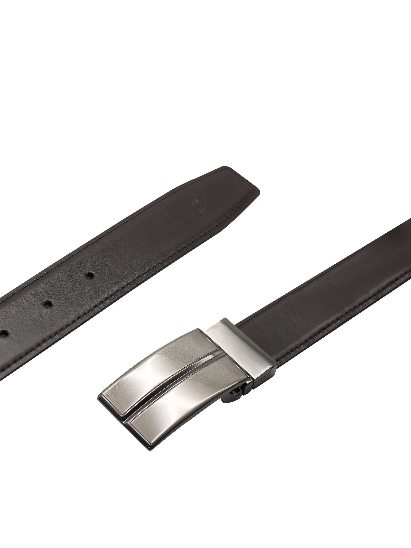 BLACK & BROWN LEATHER PIN BUCKLE REVERSIBLE BELT