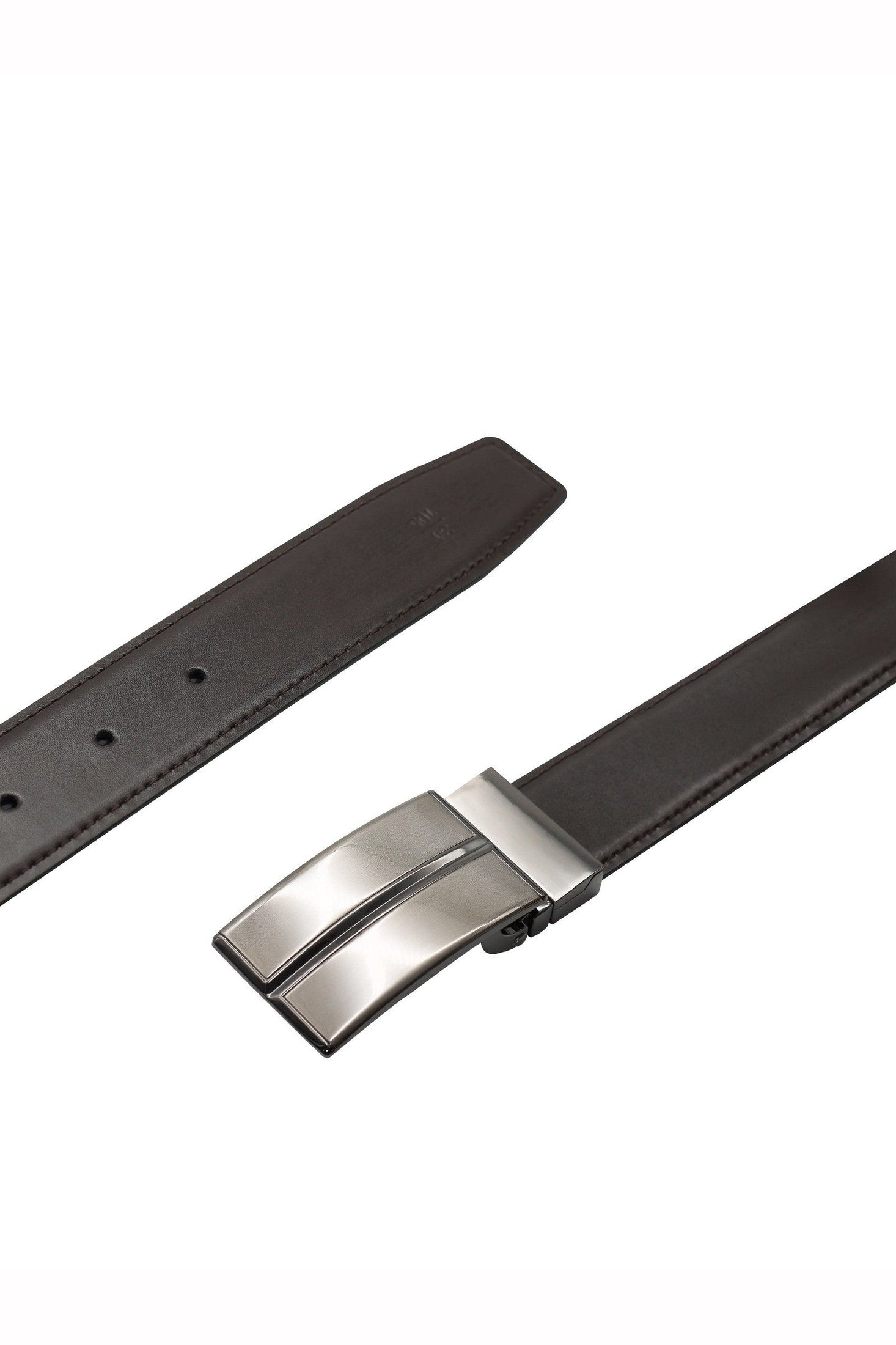 BLACK & BROWN LEATHER PIN BUCKLE REVERSIBLE BELT