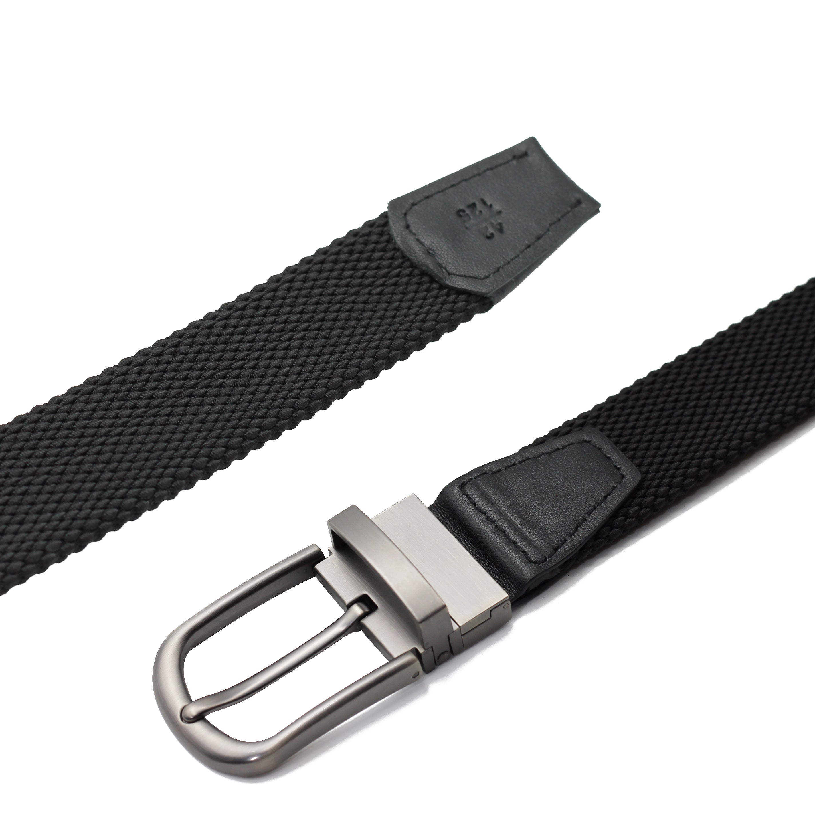 BLACK & GREY STRIPE REVERSIBLE STRETCH BELT