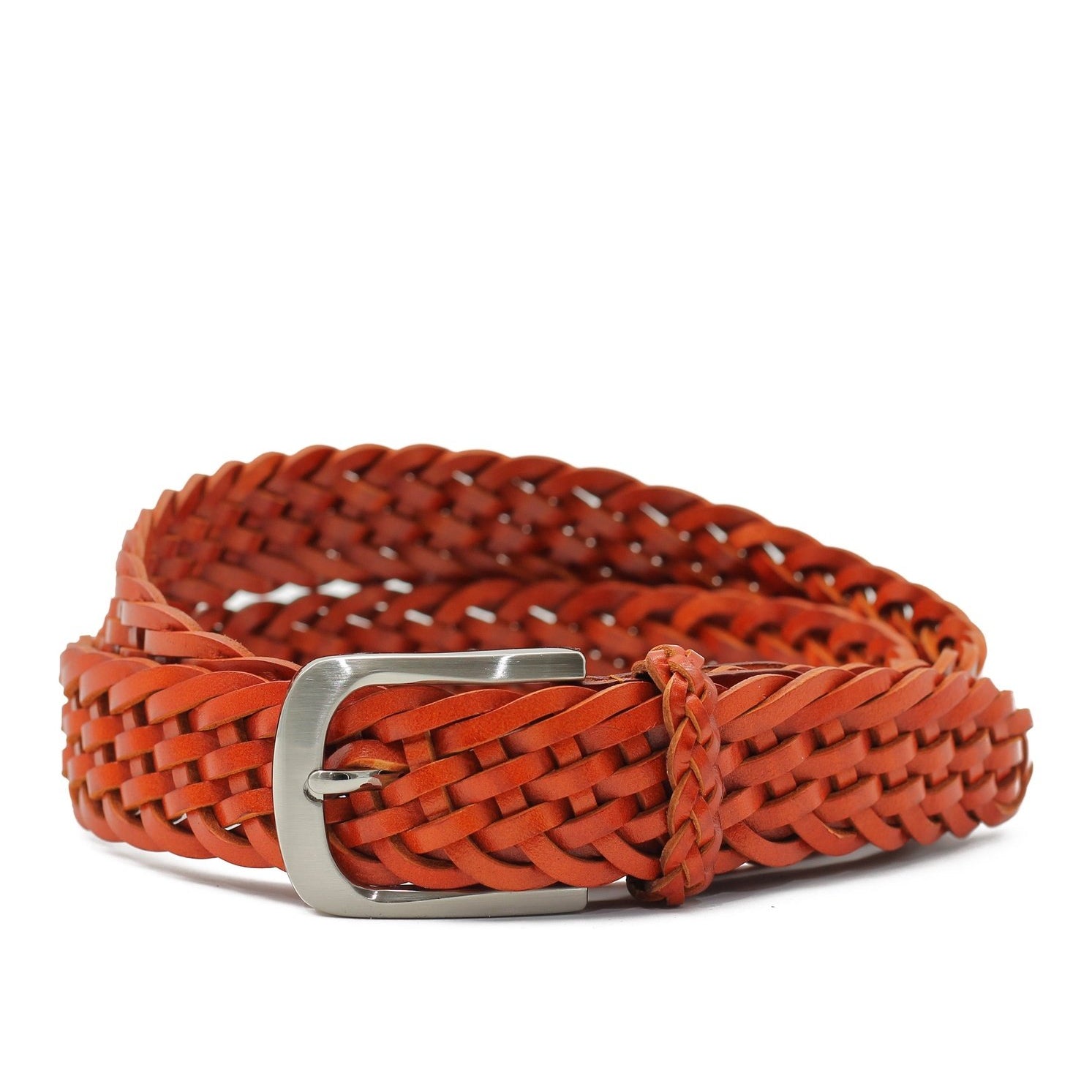 ORANGE WOVEN LEATHER BELT