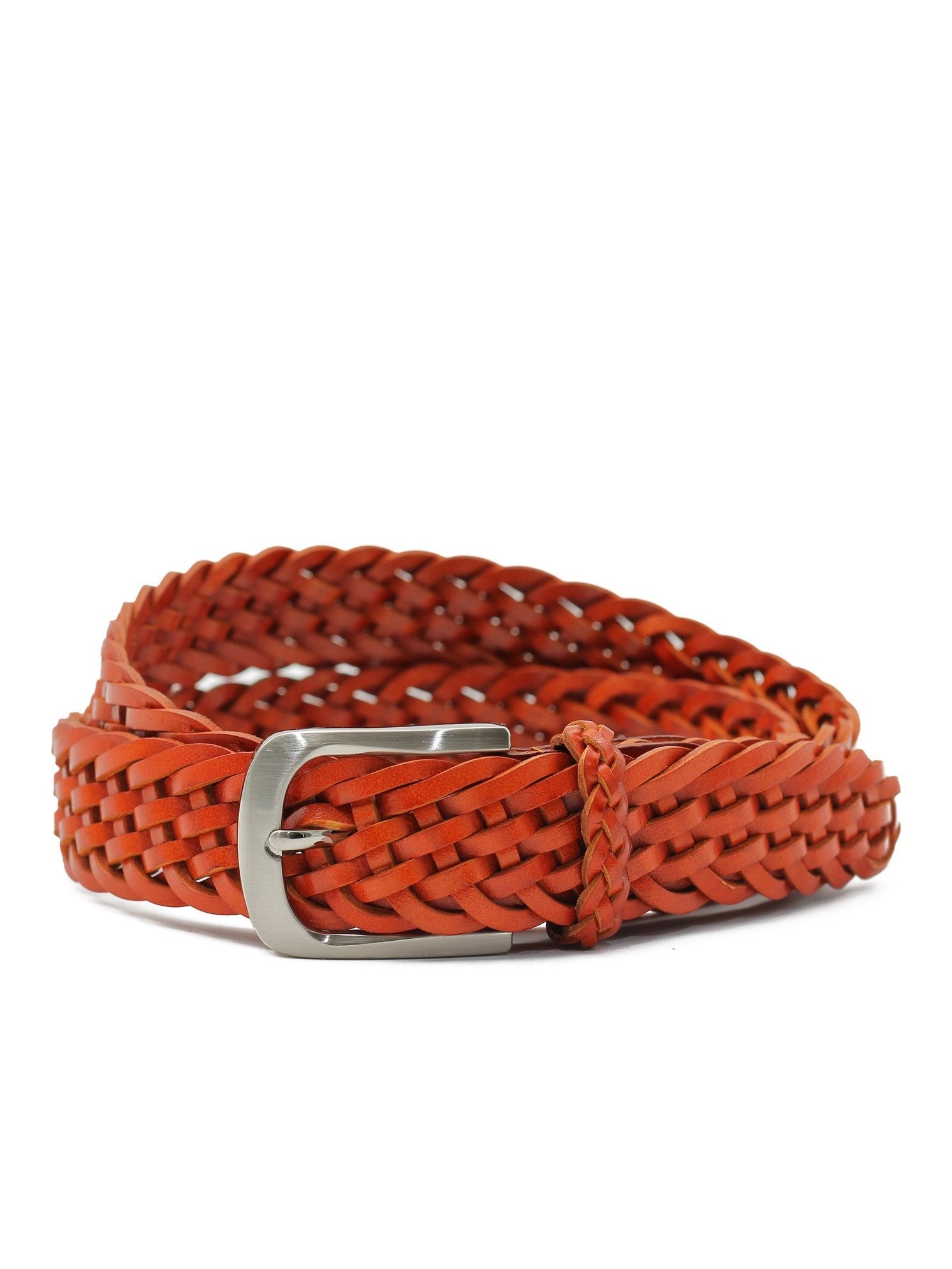 ORANGE WOVEN LEATHER BELT