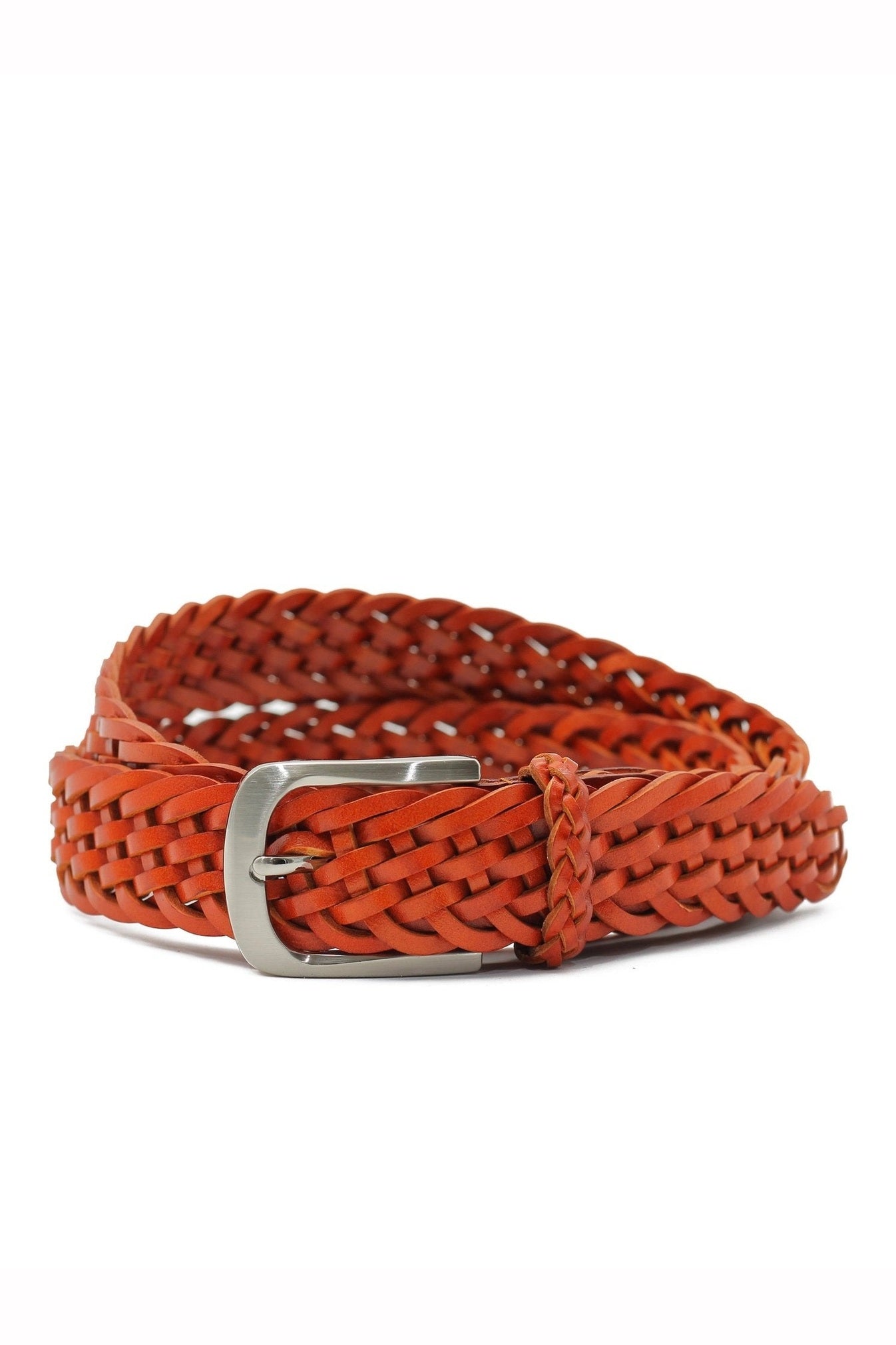 ORANGE WOVEN LEATHER BELT