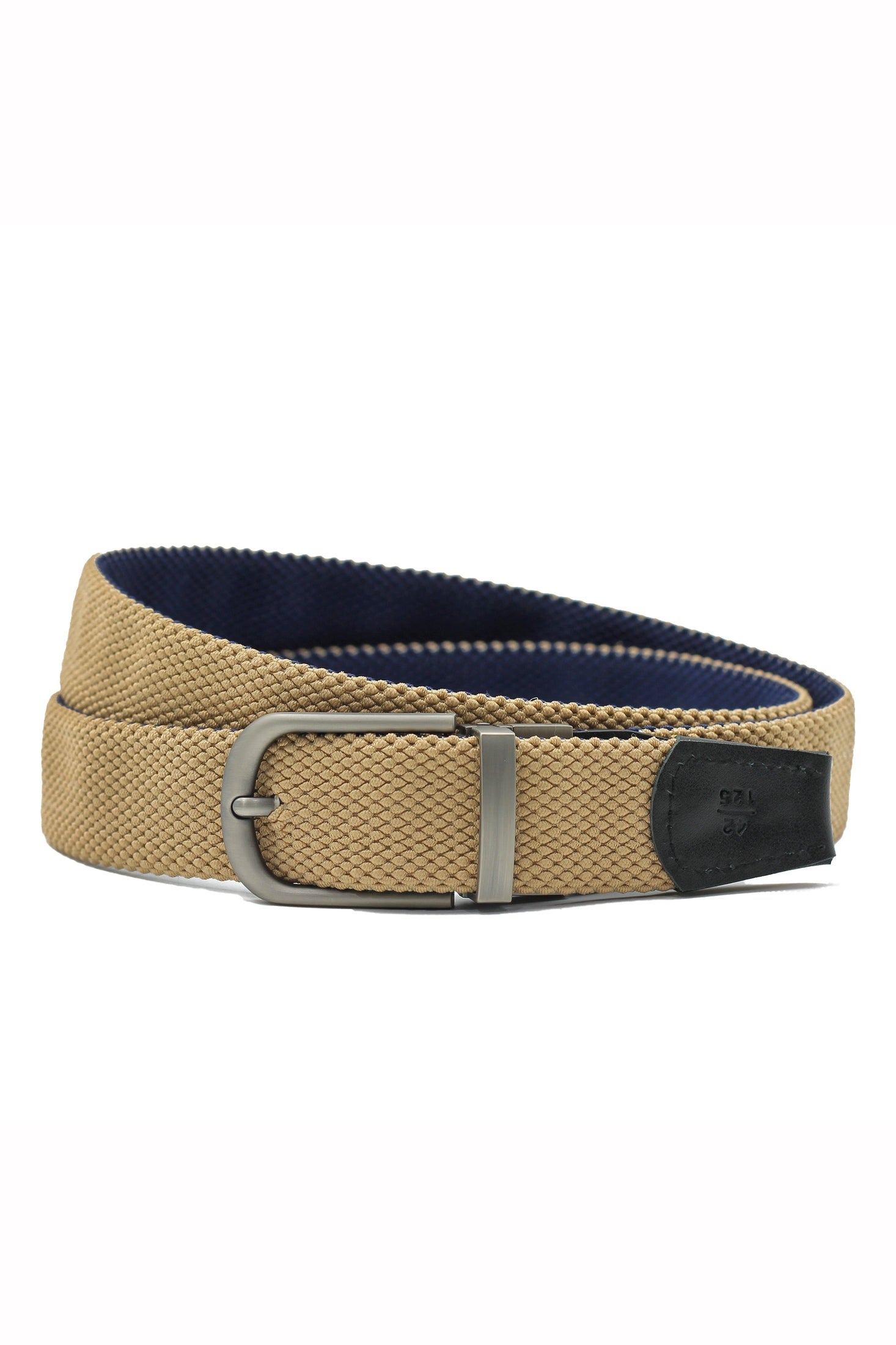 TAN & NAVY REVERSIBLE STRETCH BELT
