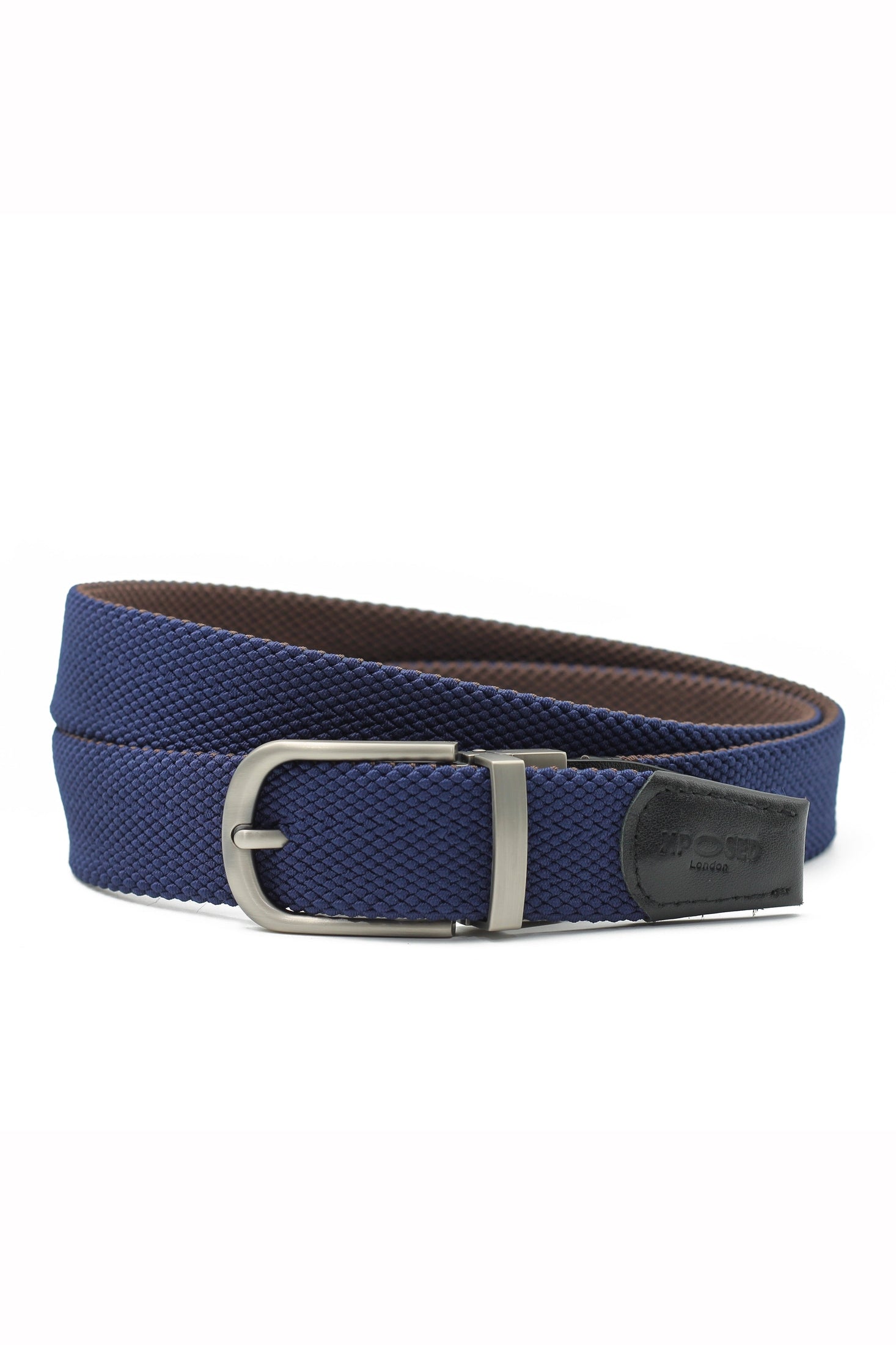 NAVY & BROWN REVERSIBLE STRETCH BELT