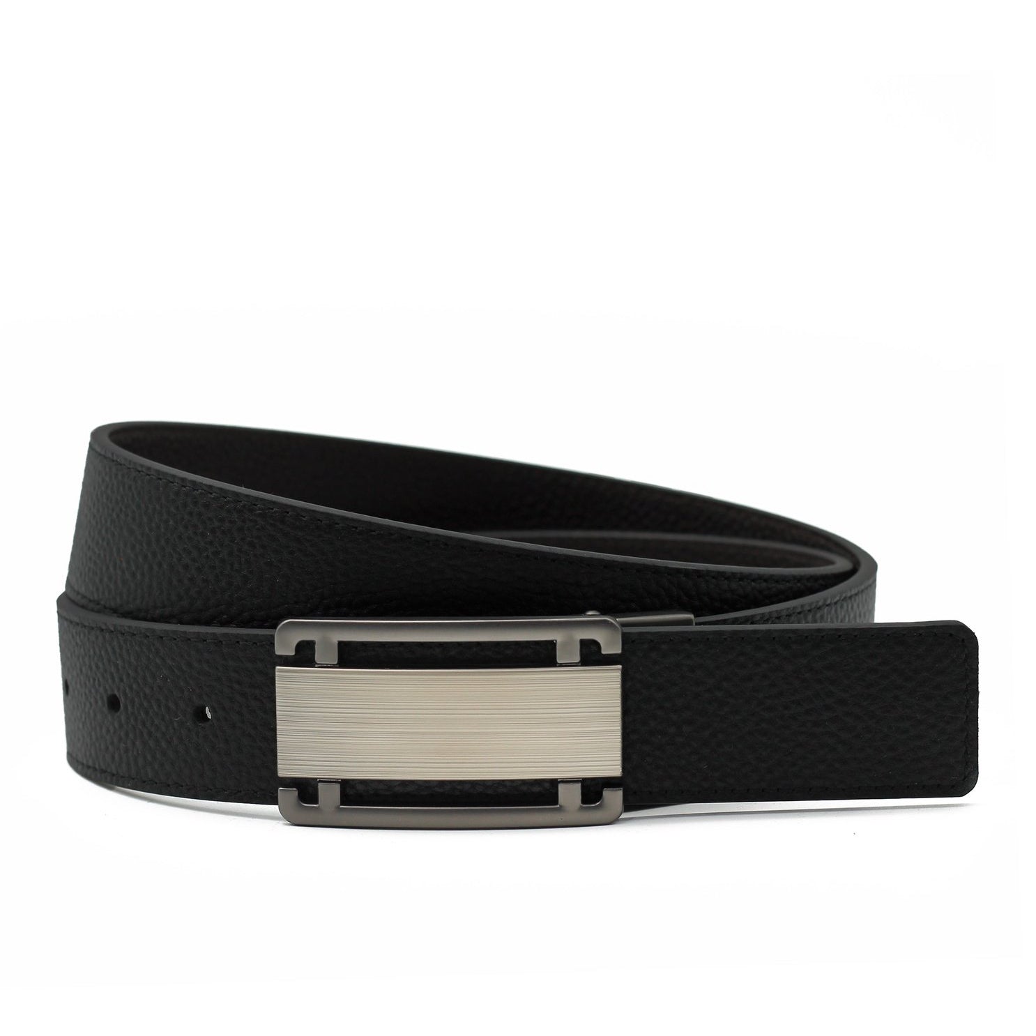 BLACK & BROWN GRAIN LEATHER PIN BUCKLE REVERSIBLE BELT
