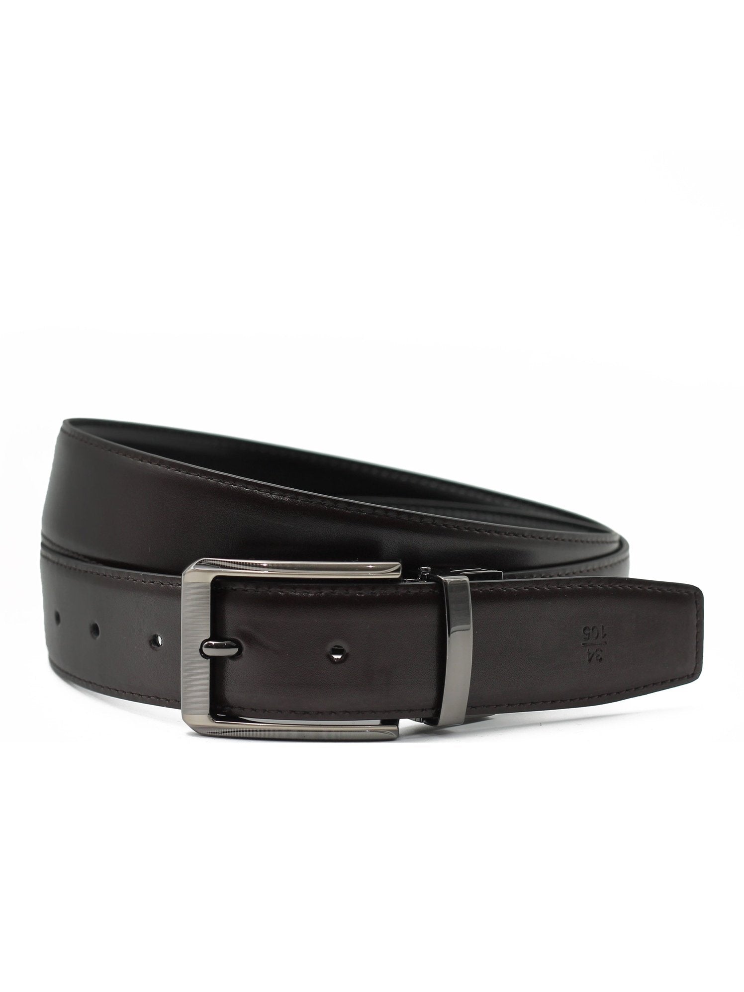 BLACK & BROWN LEATHER REVERSIBLE BELT