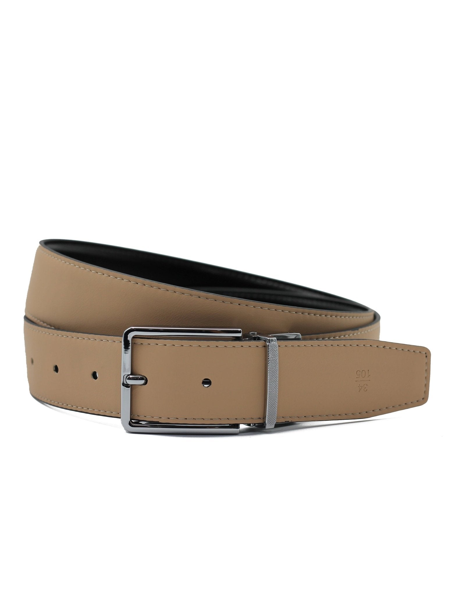 BLACK & TAN LEATHER REVERSIBLE BELT