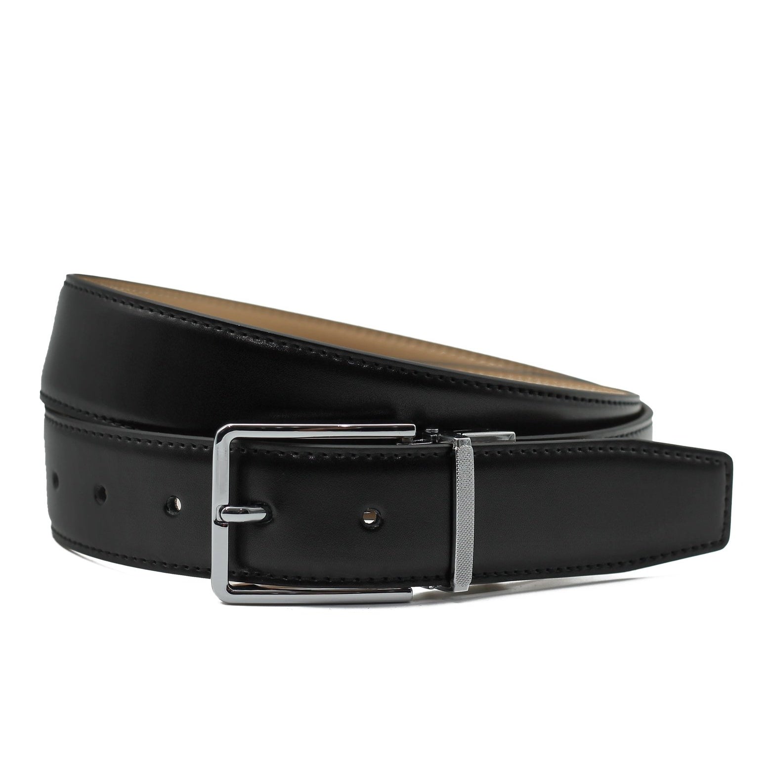 BLACK & TAN LEATHER REVERSIBLE BELT