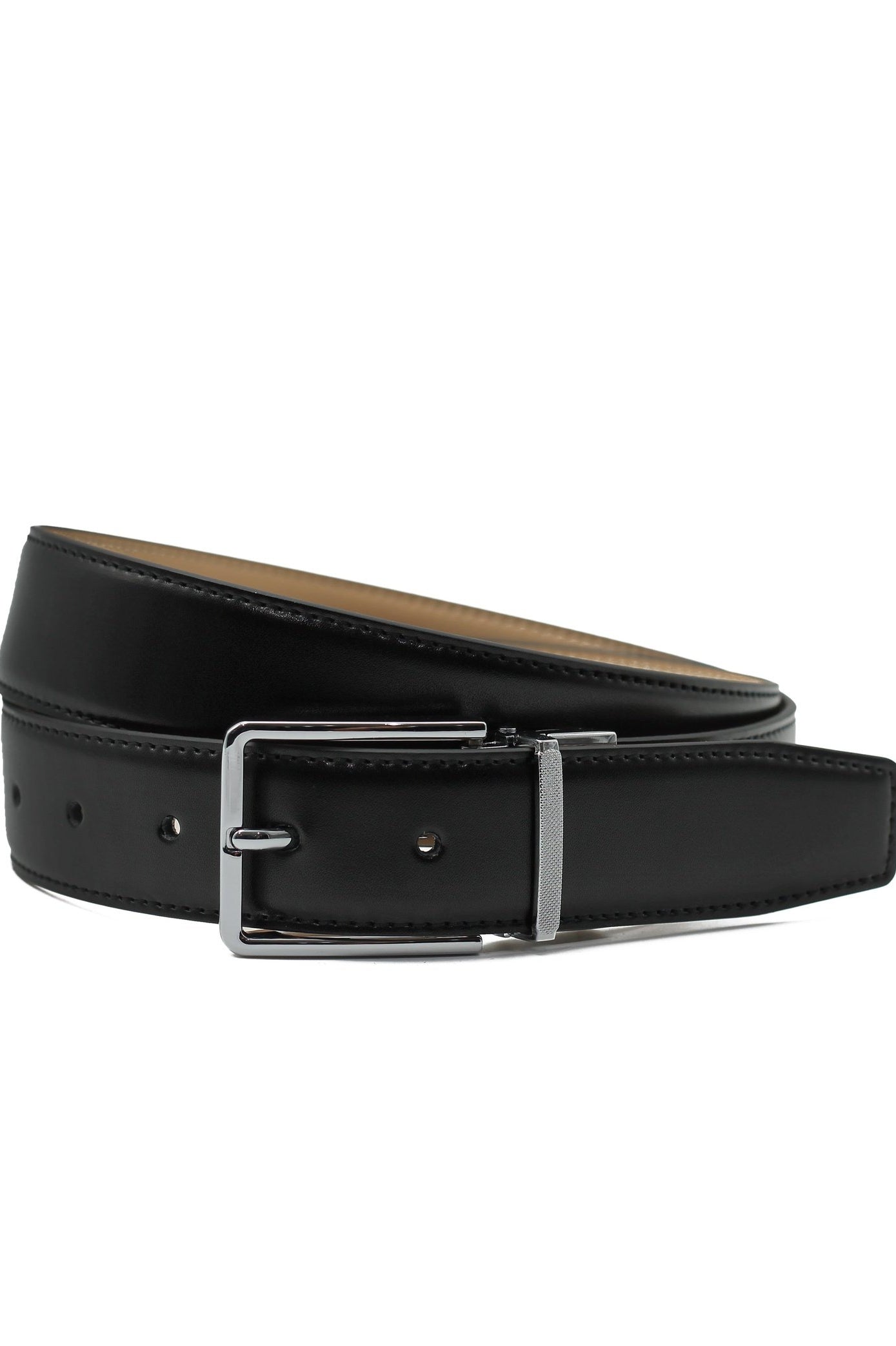 BLACK & TAN LEATHER REVERSIBLE BELT