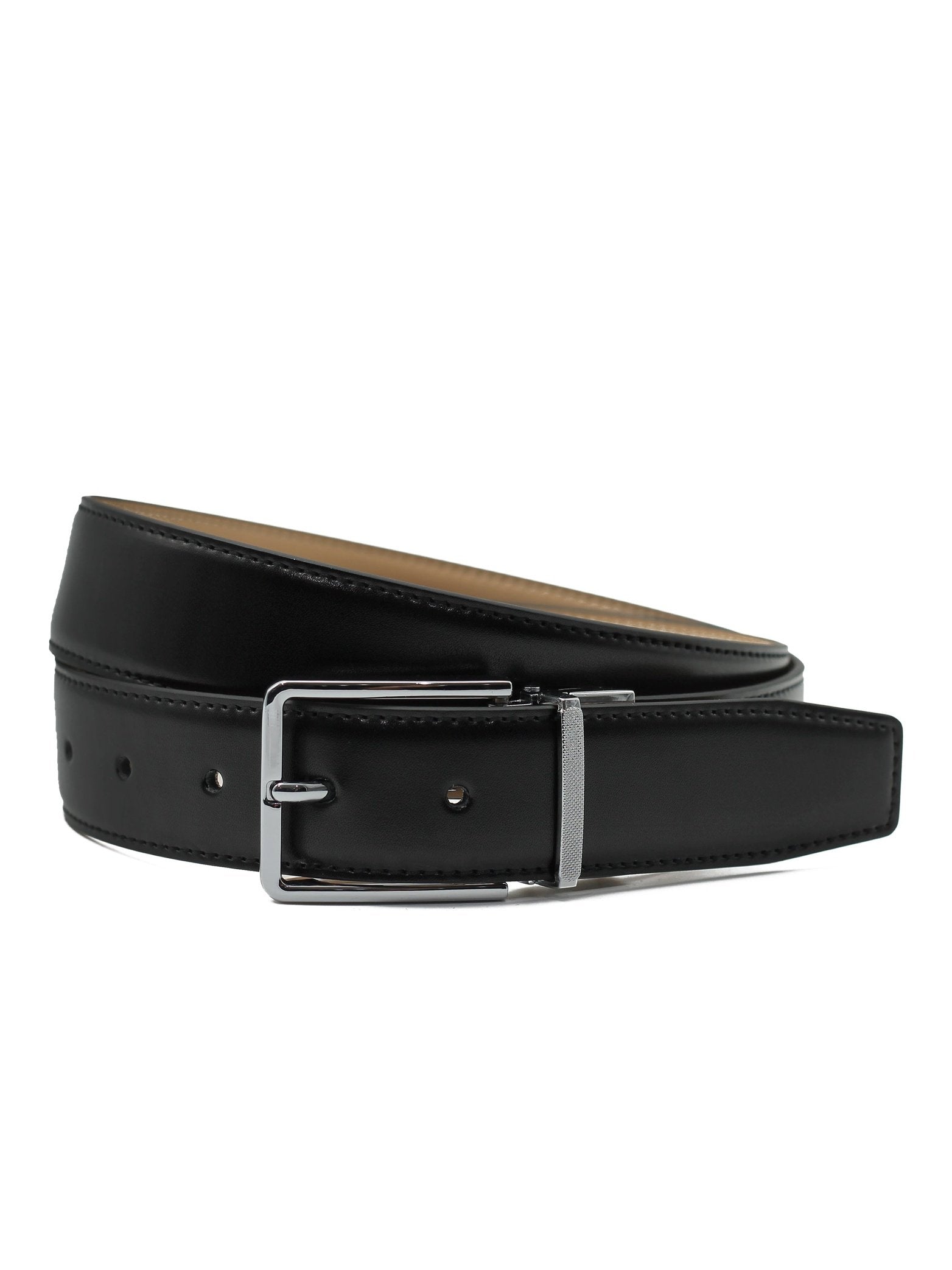 BLACK & TAN LEATHER REVERSIBLE BELT