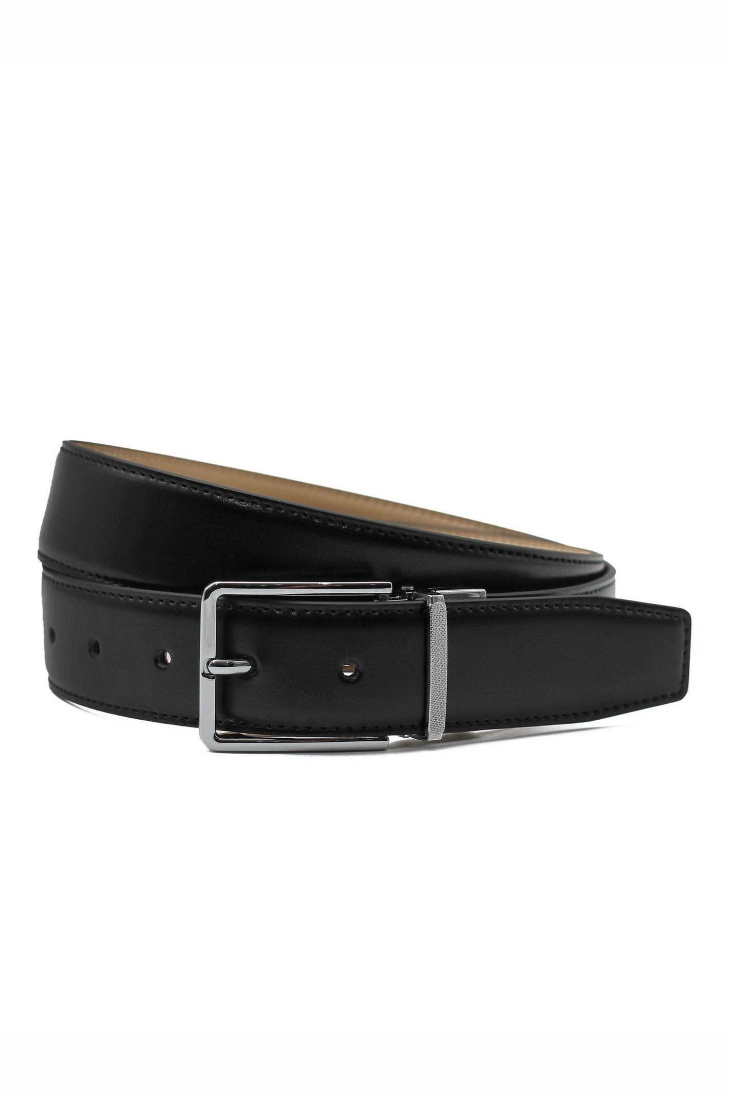 BLACK & TAN LEATHER REVERSIBLE BELT