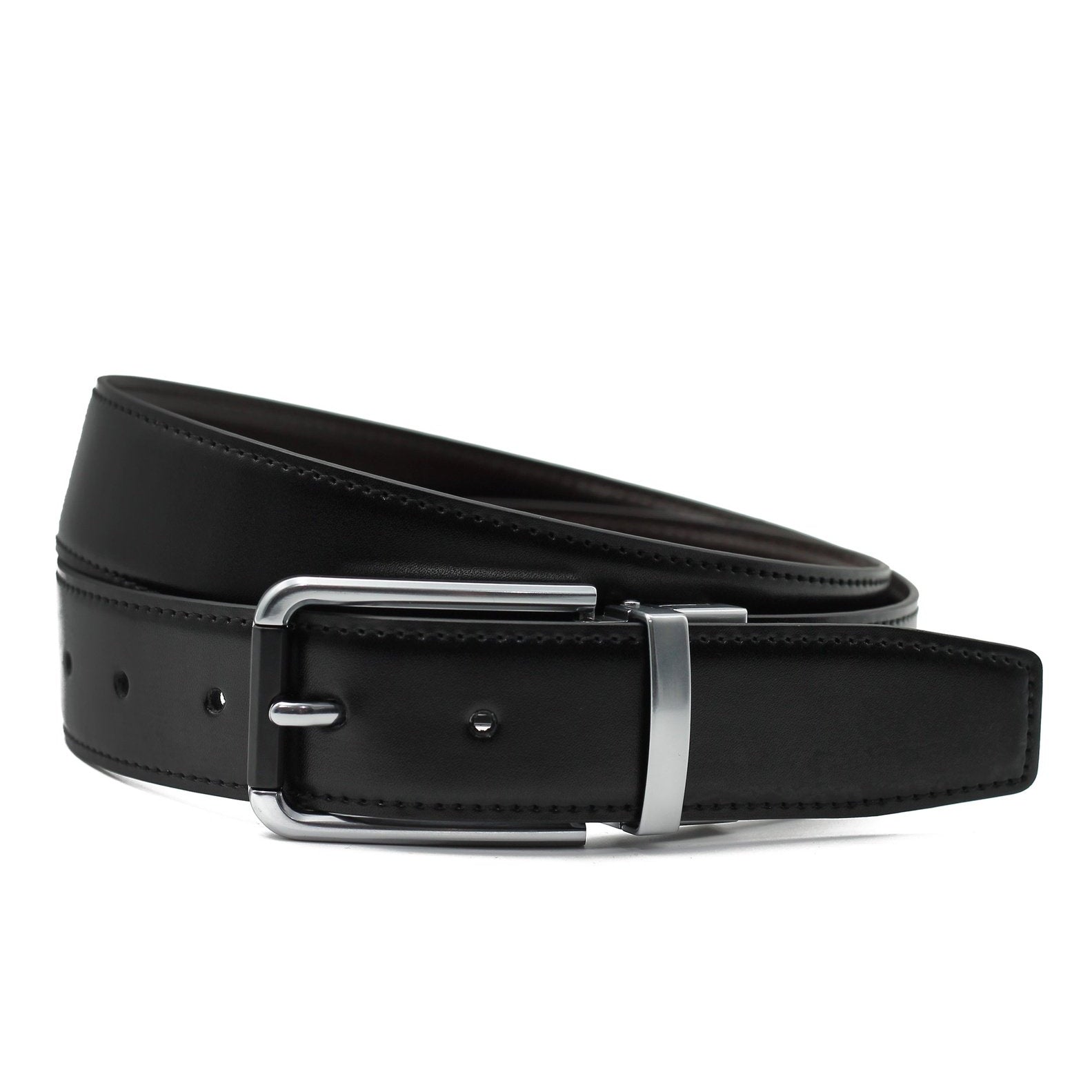 BROWN & BLACK LEATHER REVERSIBLE BELT