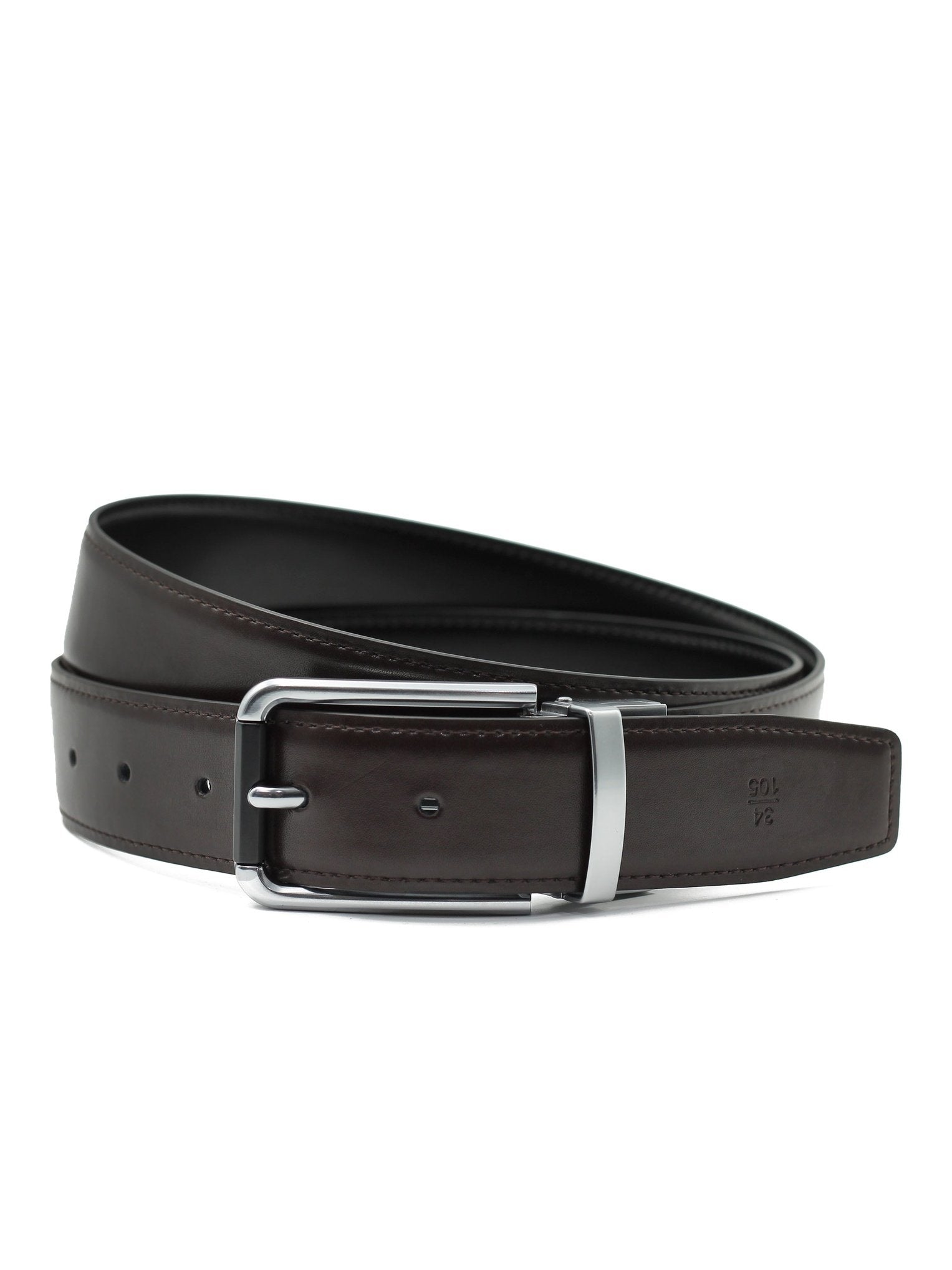 BROWN & BLACK LEATHER REVERSIBLE BELT