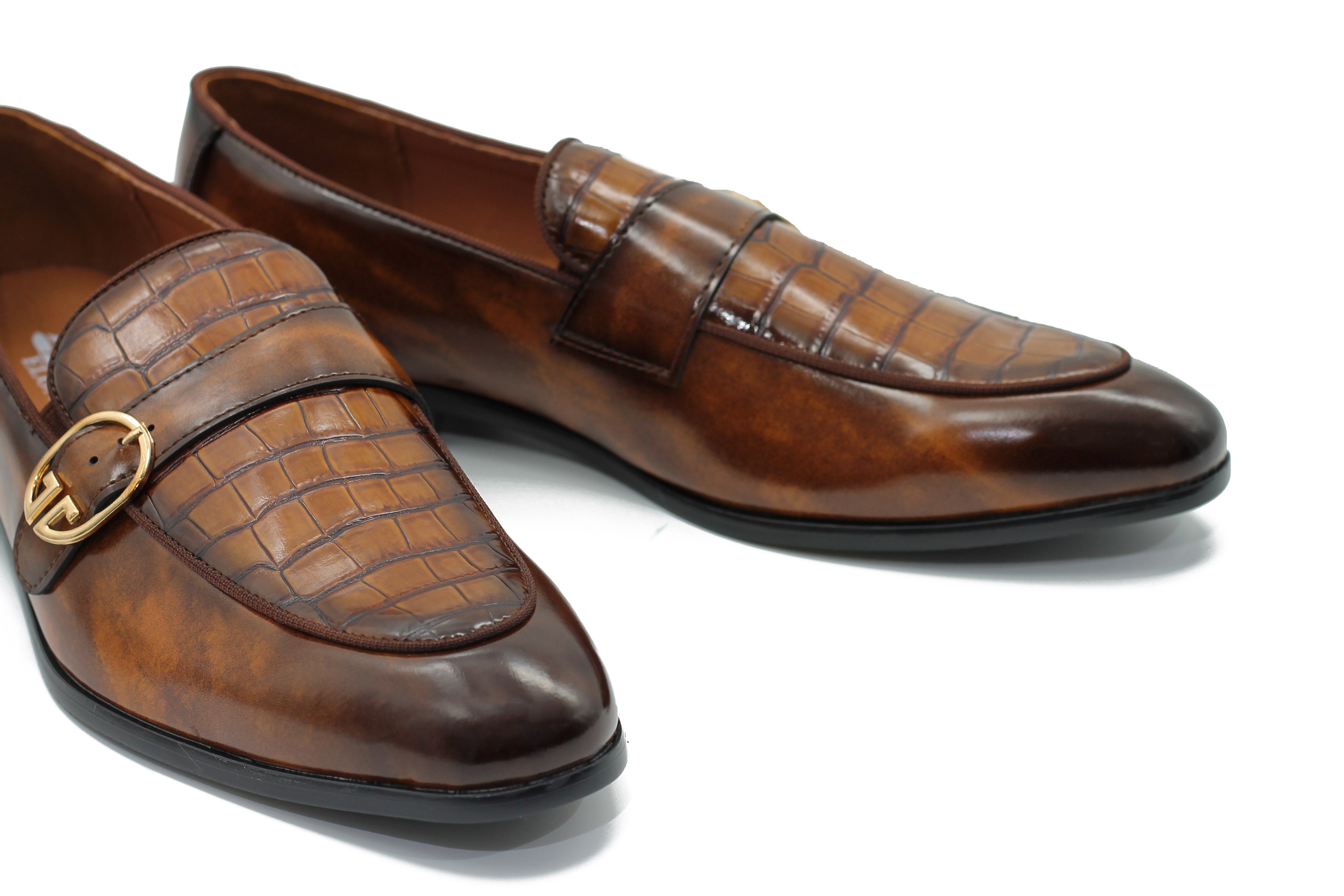 PRINTED MONK STRAP LOAFERS