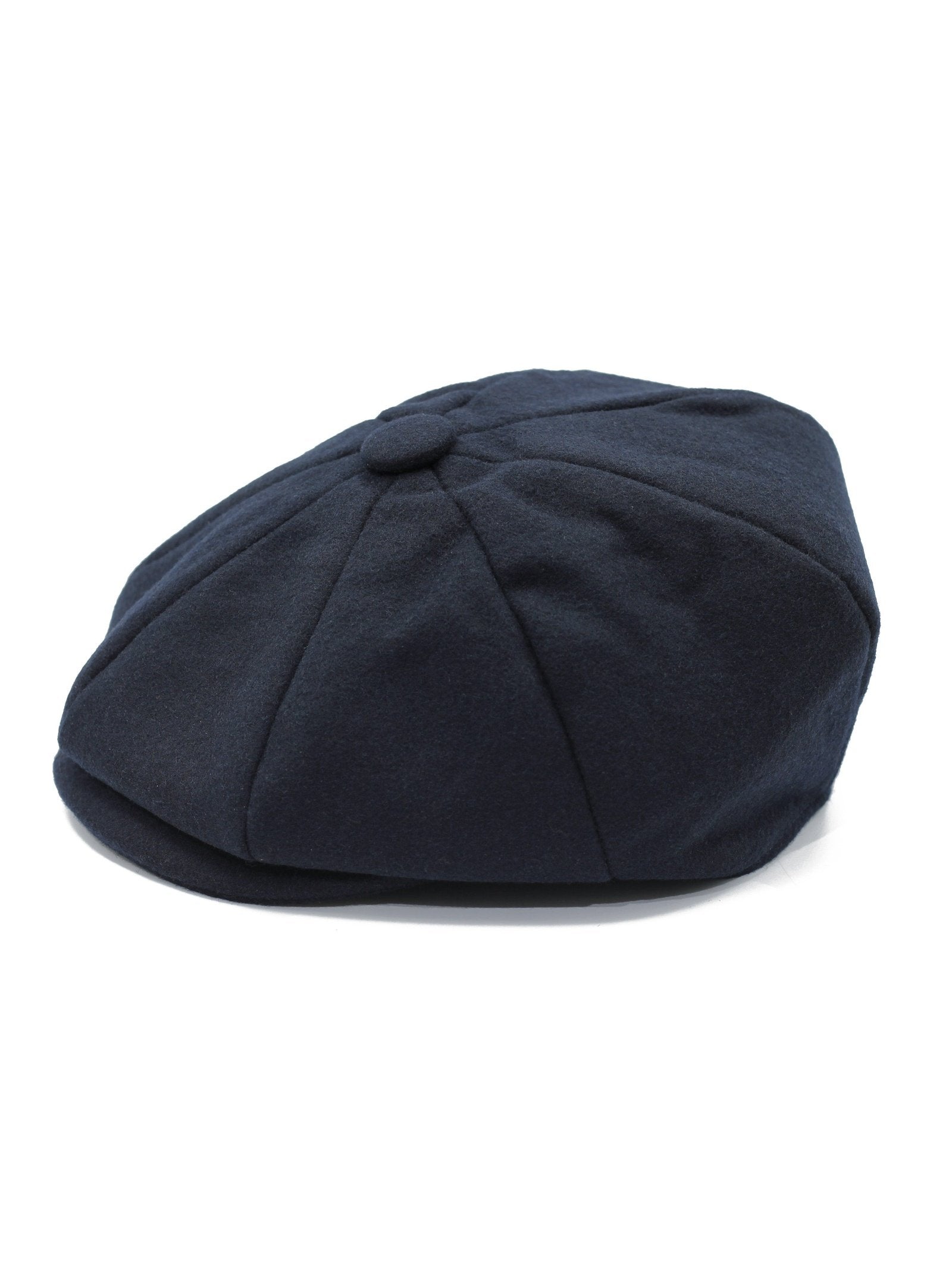 NAVY WOOL BLEND NEWSBOY FLAT CAP IN TWEED