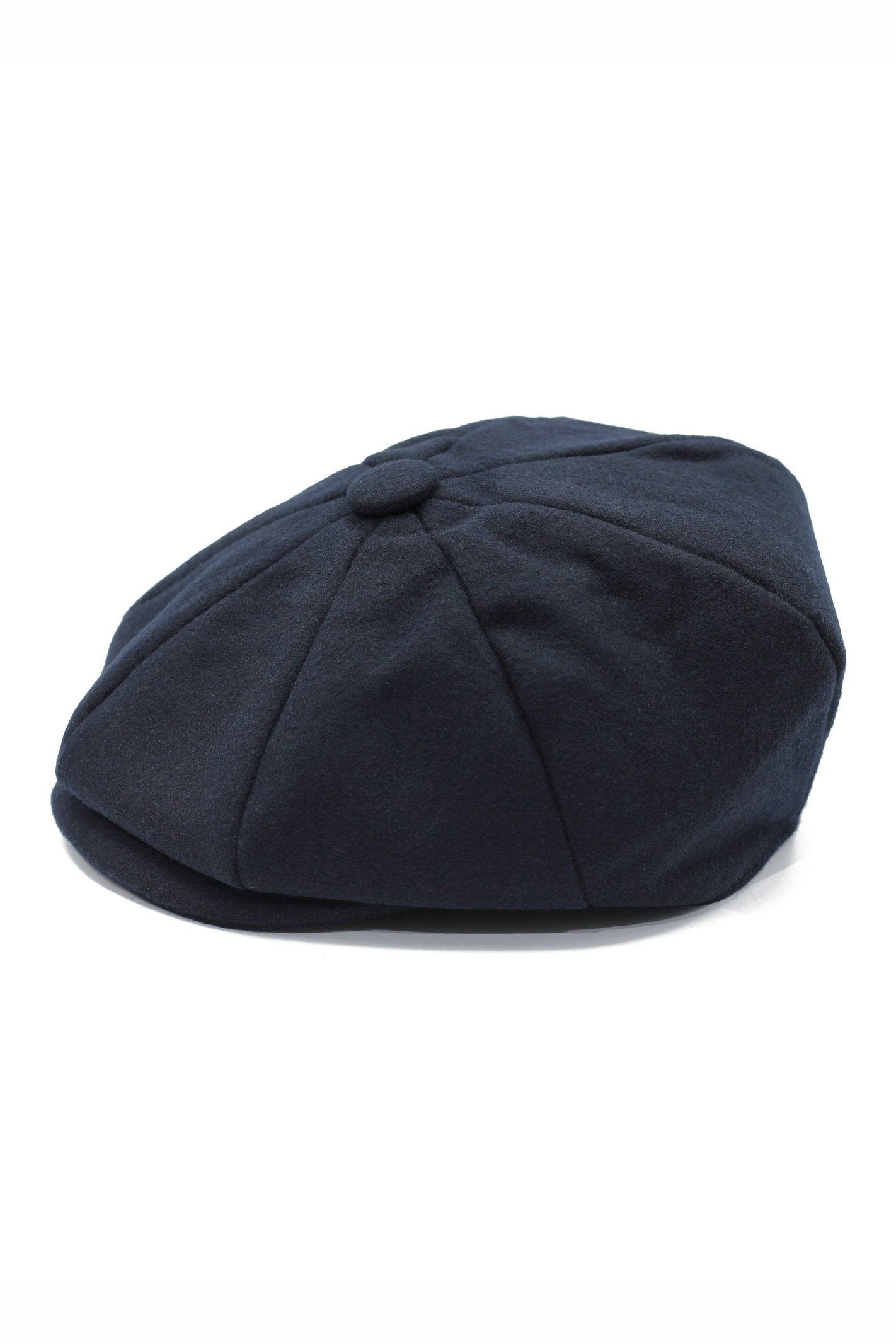 NAVY WOOL BLEND NEWSBOY FLAT CAP IN TWEED