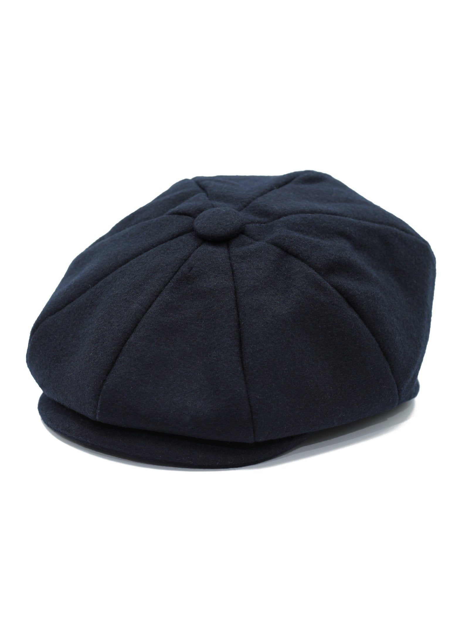 NAVY WOOL BLEND NEWSBOY FLAT CAP IN TWEED
