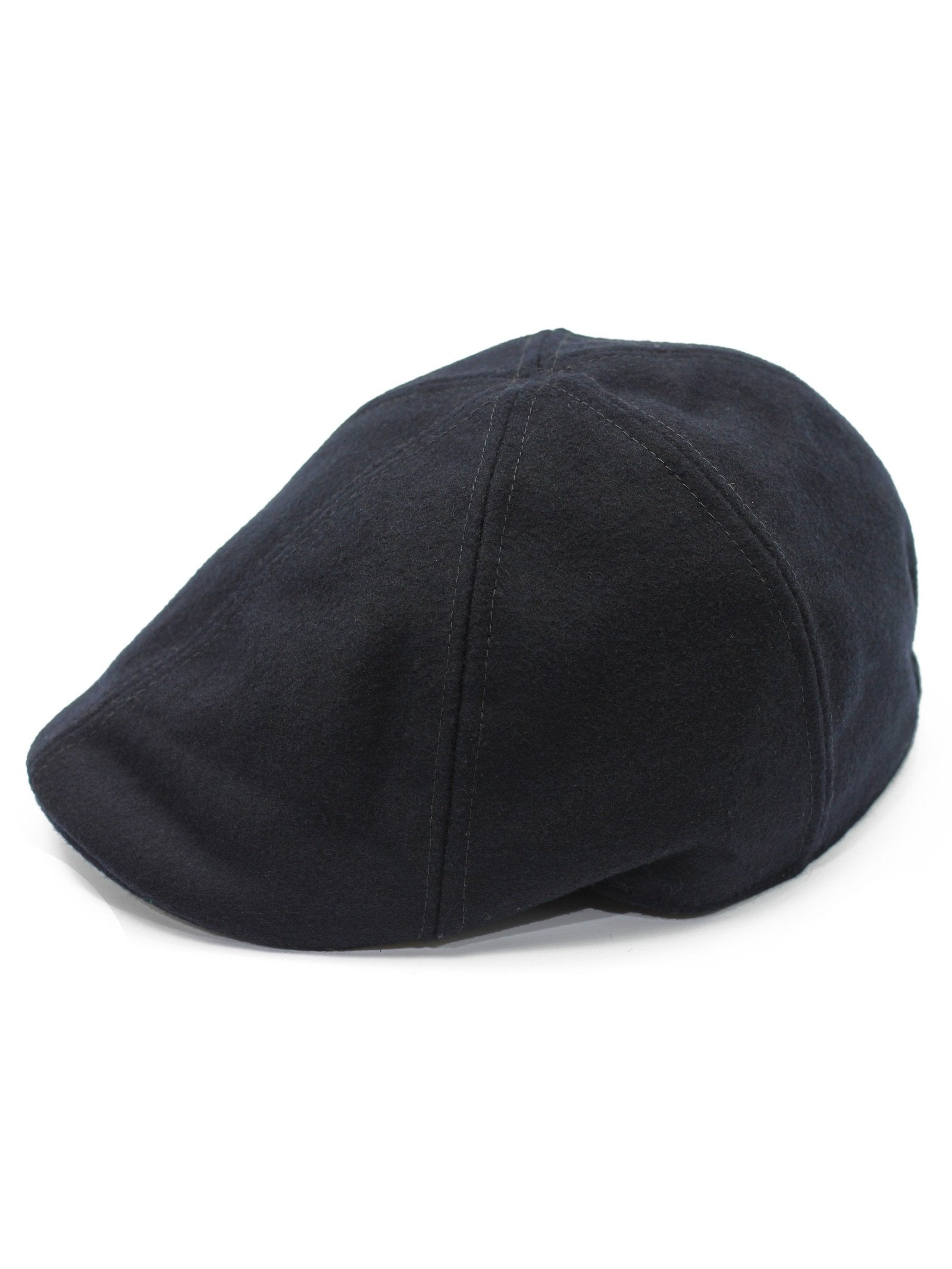 NAVY WOOL DUCKBILL FLAT CAP