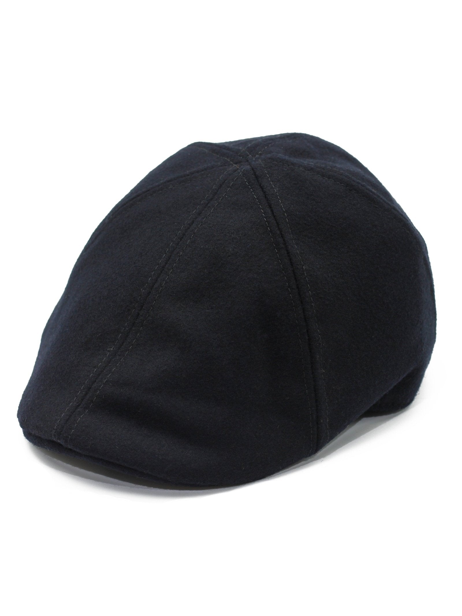 NAVY WOOL DUCKBILL FLAT CAP