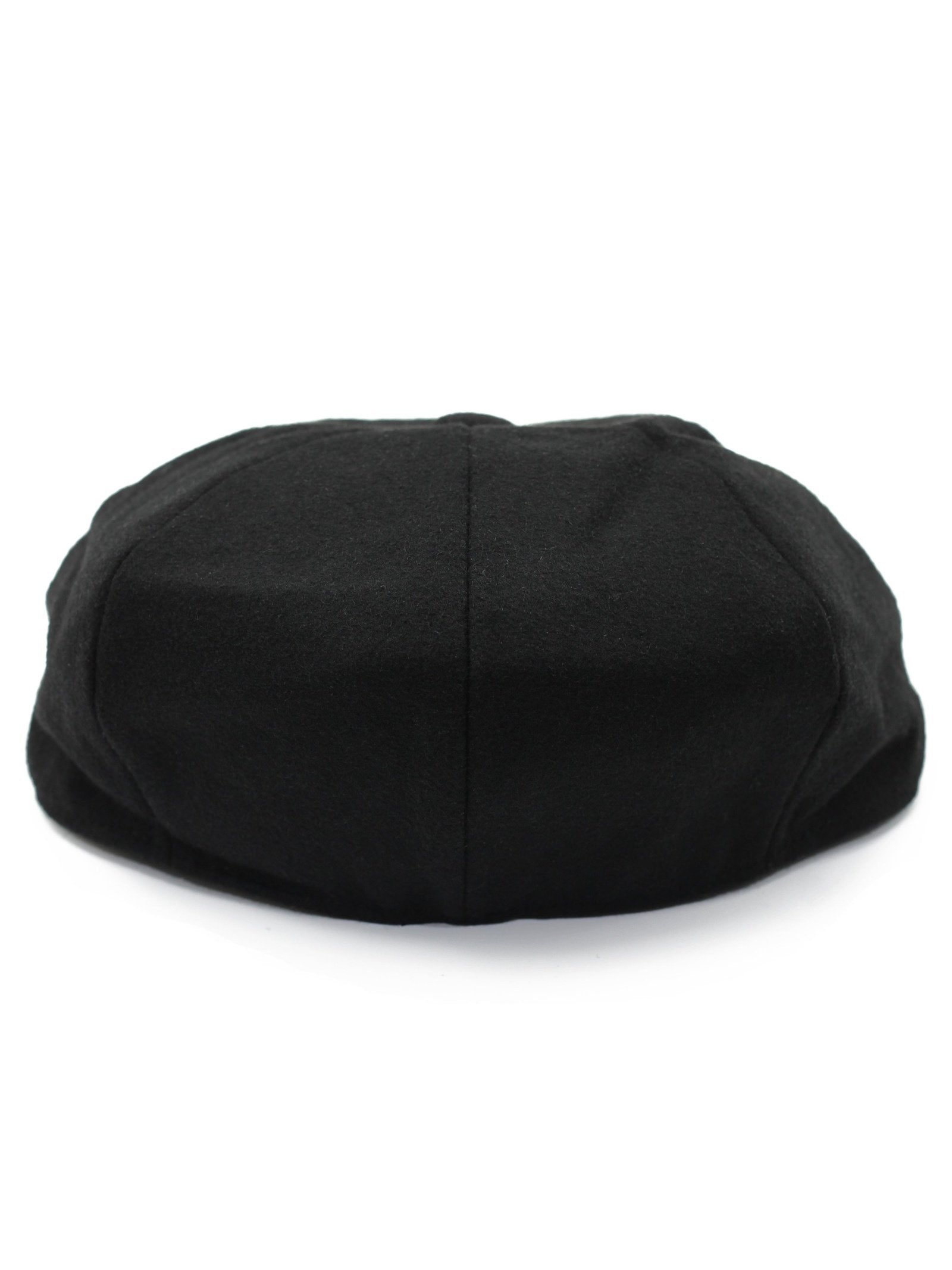 BLACK WOOL BLEND NEWSBOY FLAT CAP IN TWEED