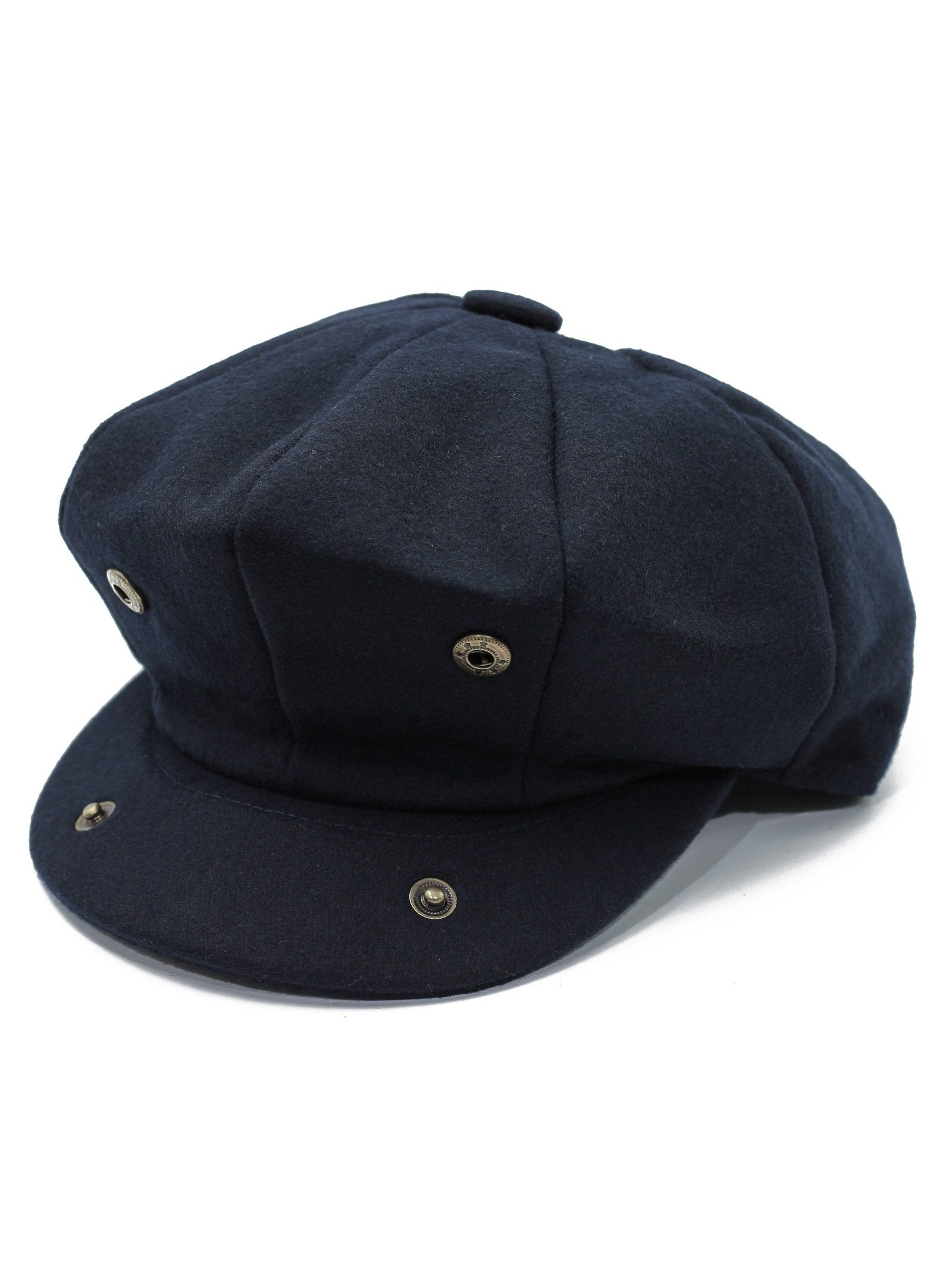 NAVY WOOL BLEND NEWSBOY FLAT CAP IN TWEED