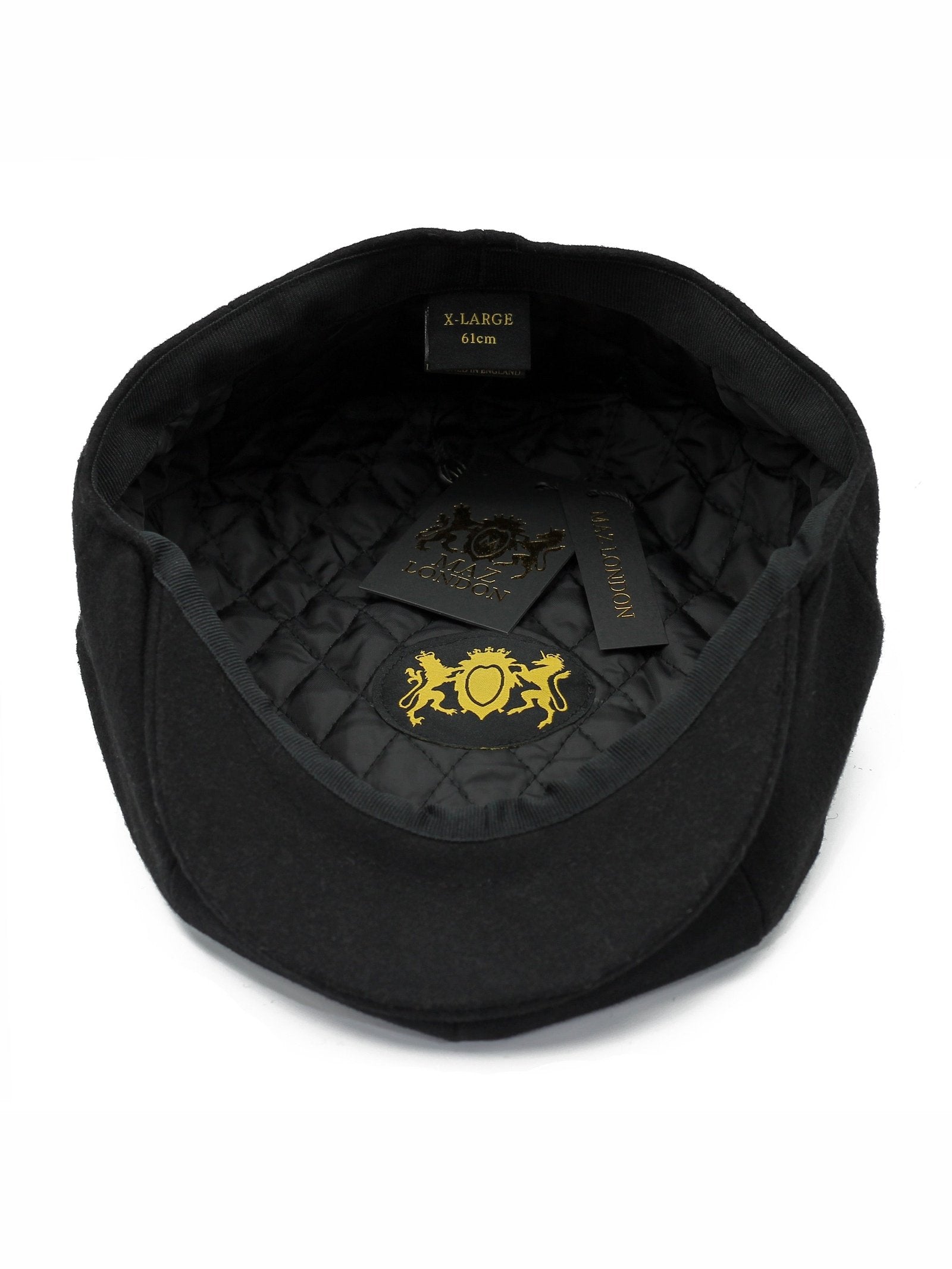 BLACK WOOL BLEND NEWSBOY FLAT CAP IN TWEED