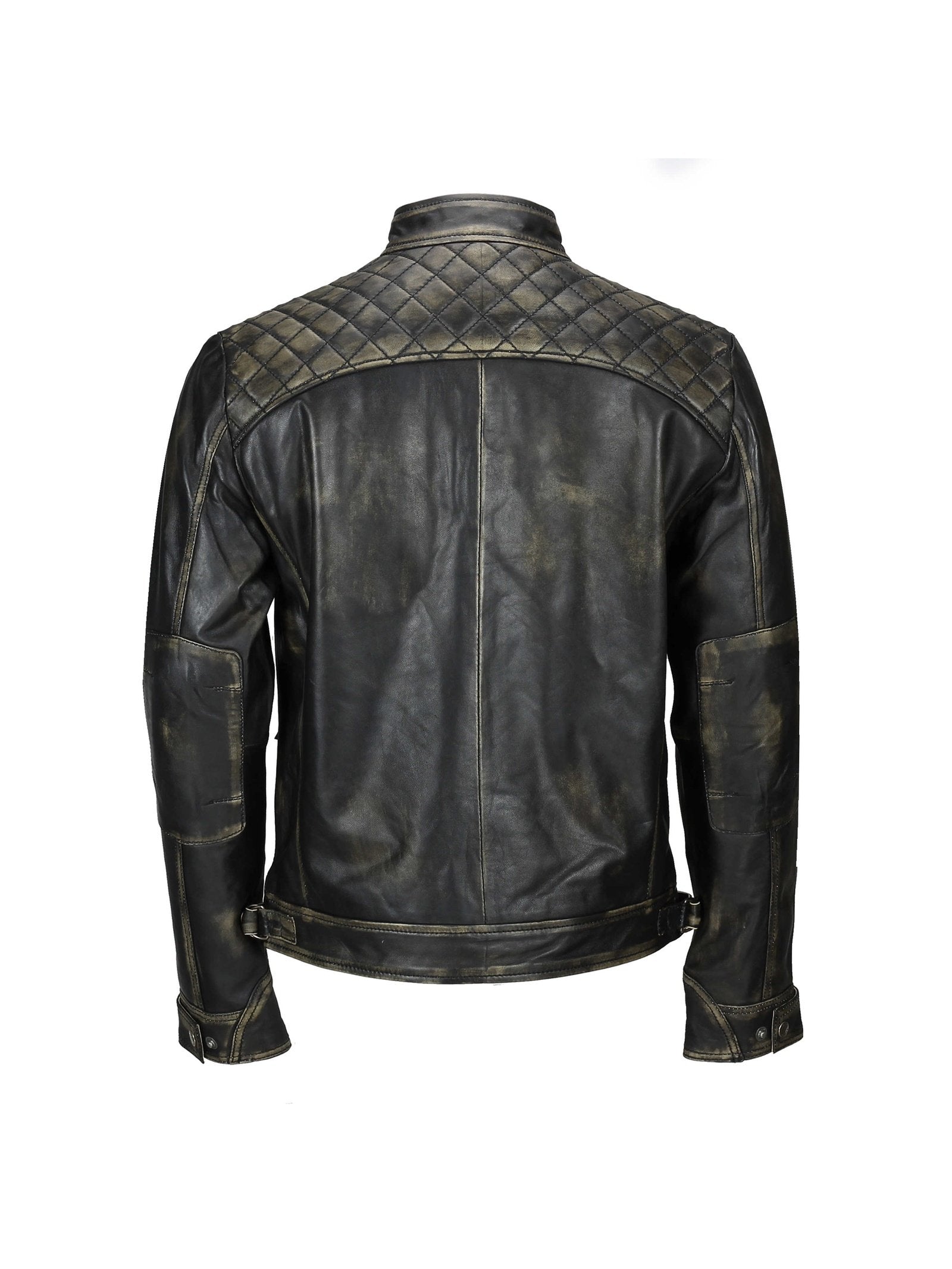 QUILTED BIKER LEATHER JACKET