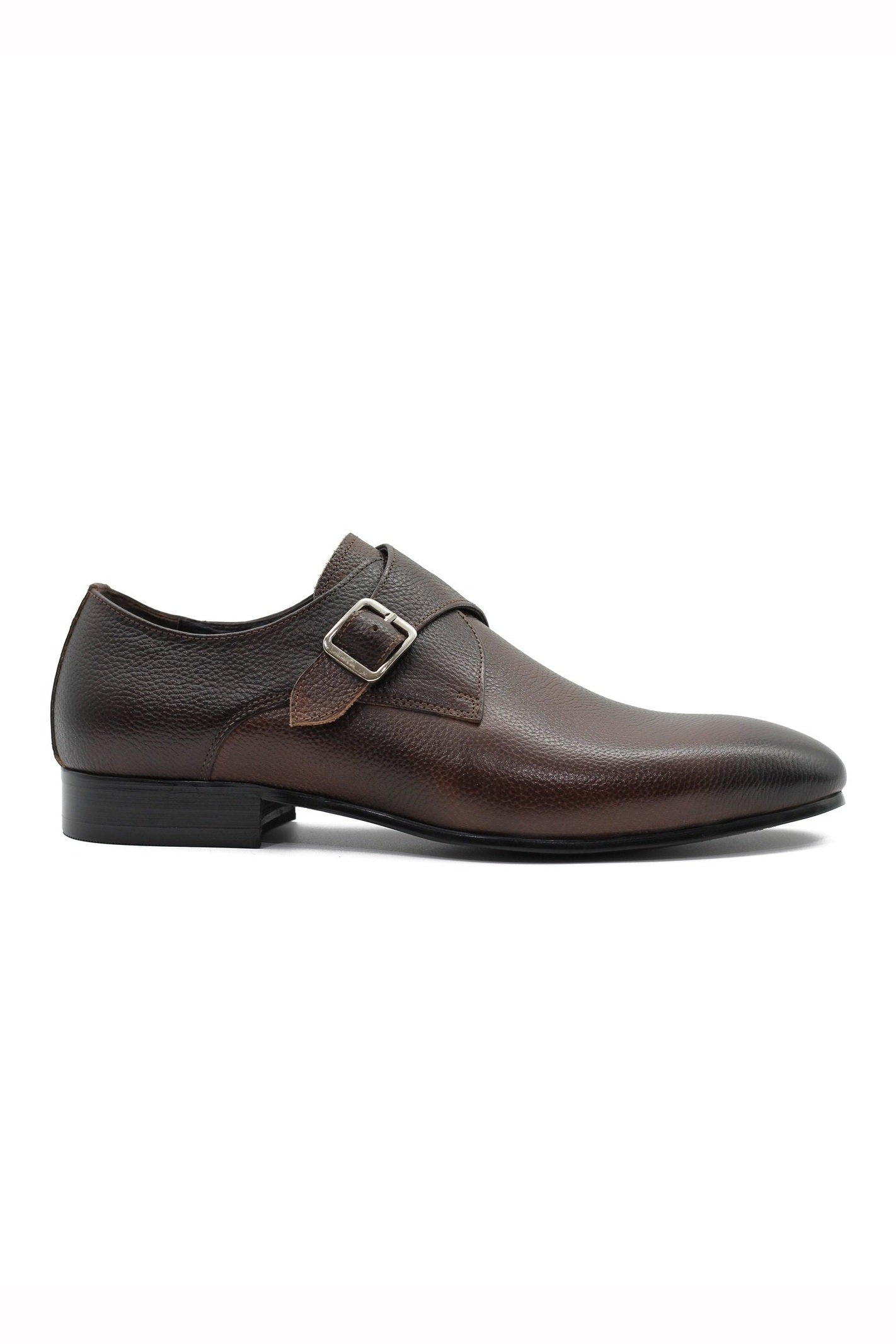 BROWN GRAIN LEATHER MONK STRAP