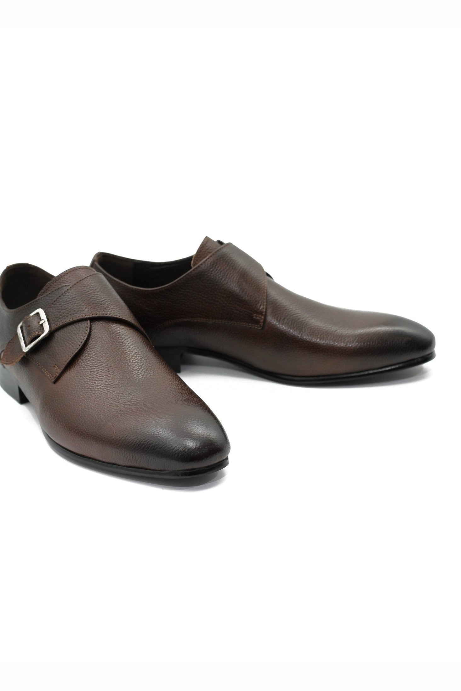 BROWN GRAIN LEATHER MONK STRAP