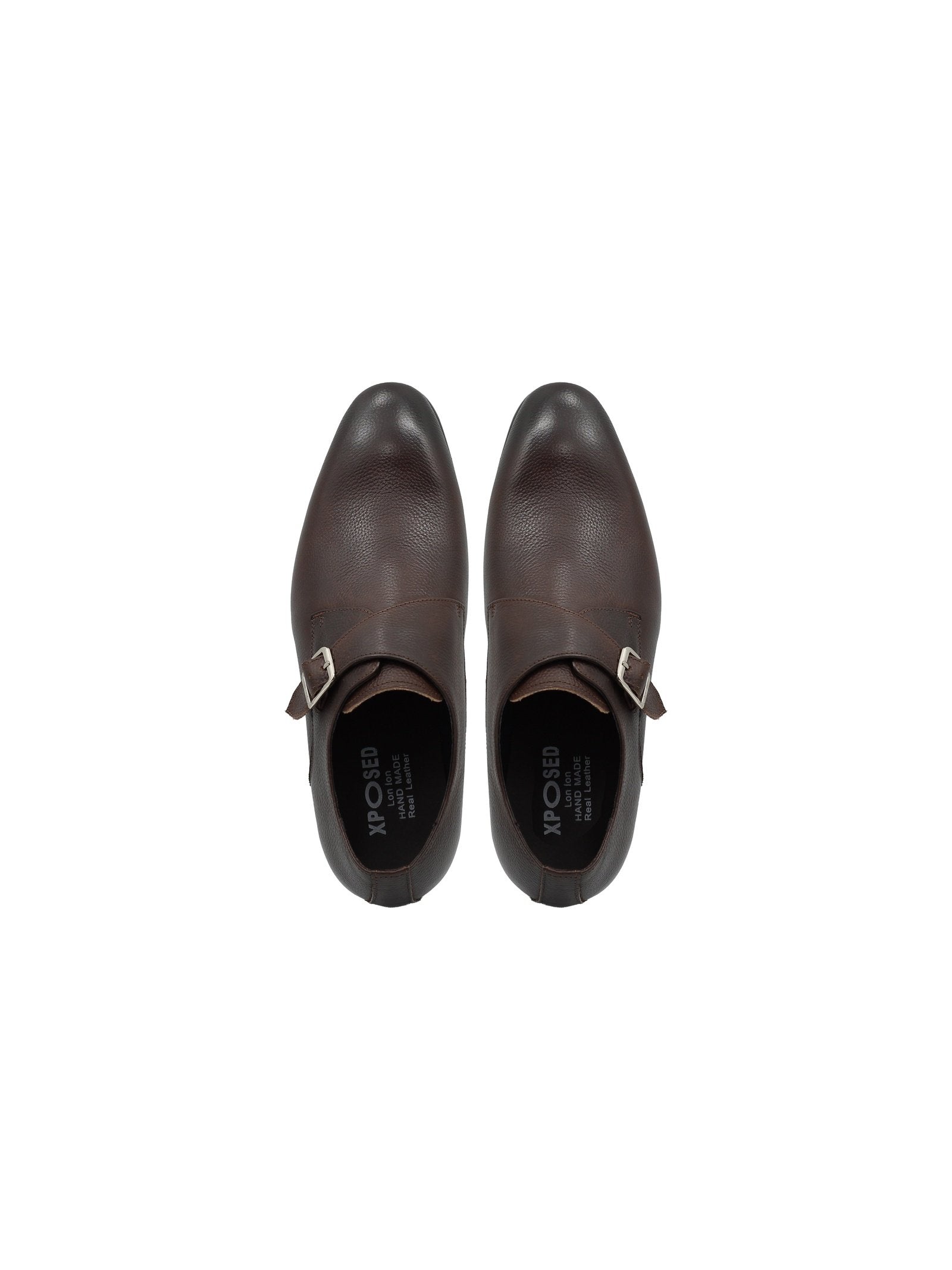BROWN GRAIN LEATHER MONK STRAP