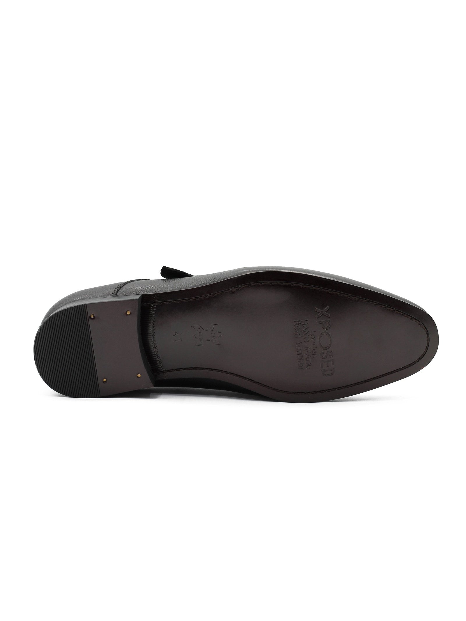 BLACK GRAIN LEATHER MONK STRAP