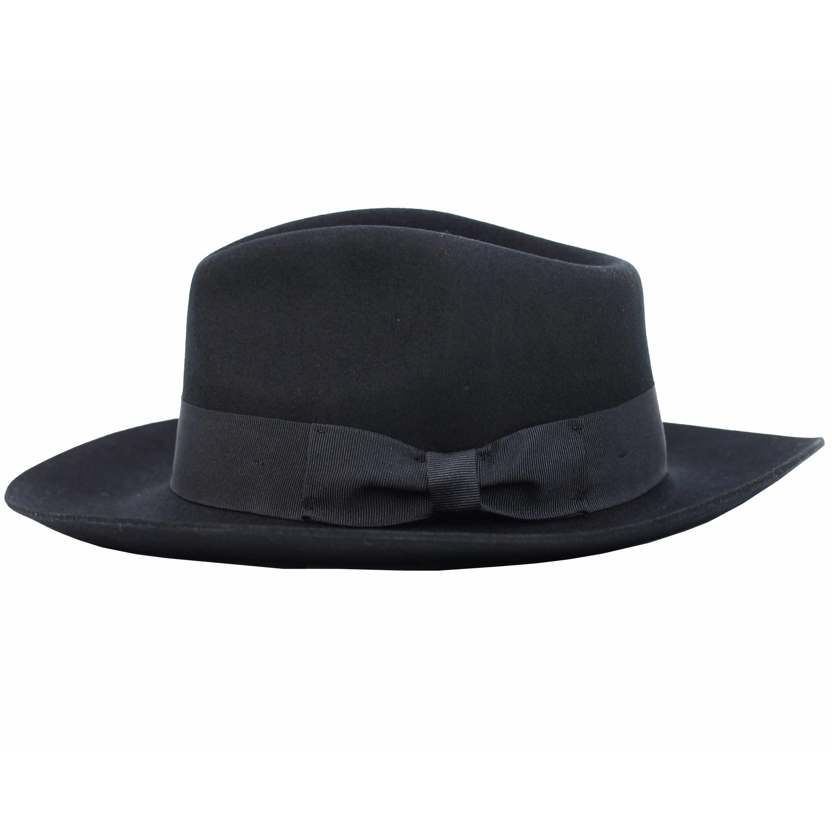 Gladwin Bond 100% Wool Black Fedora Stiff Hat