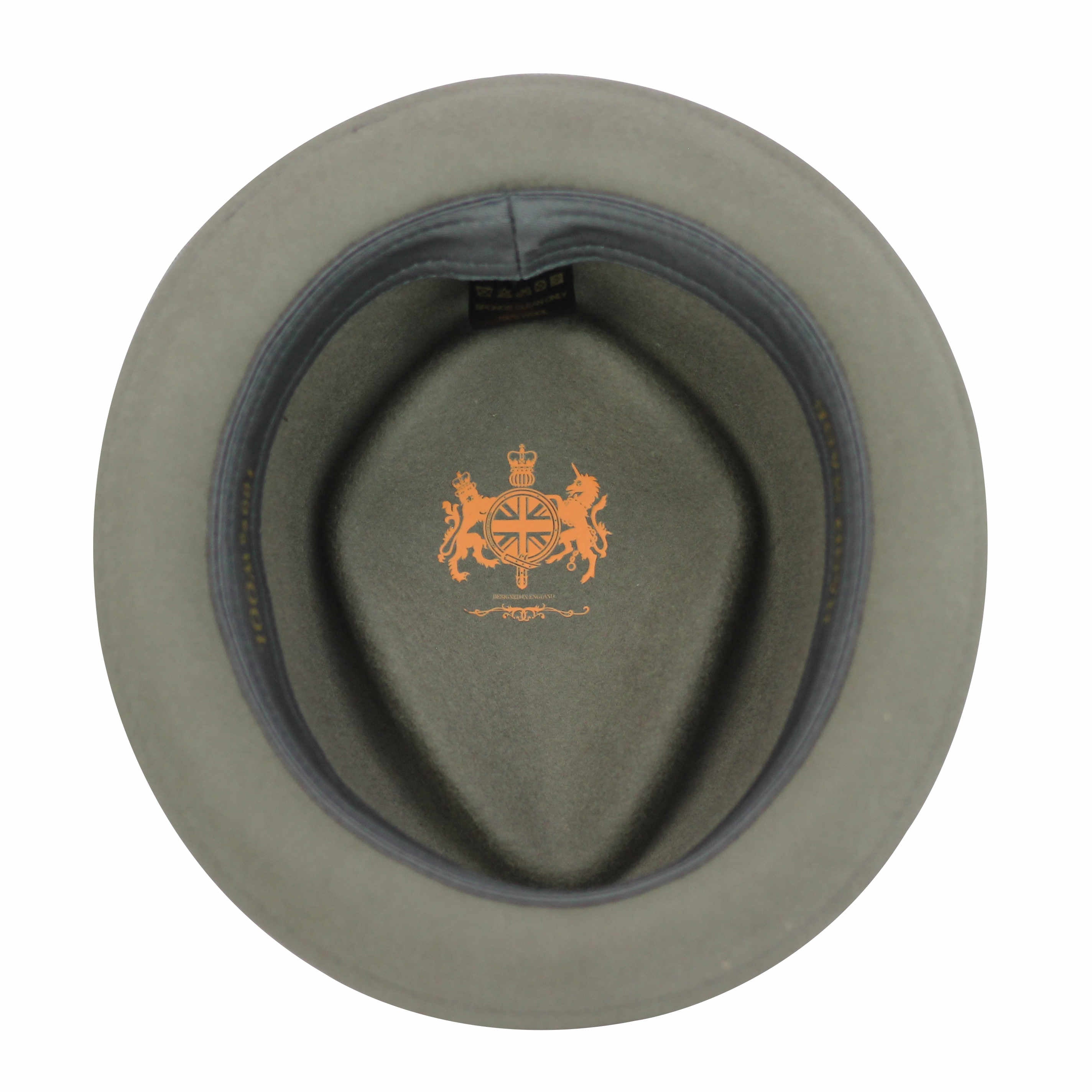 Pork Pie Grey Hat 100% Wool Felt Diamond Shape Crown