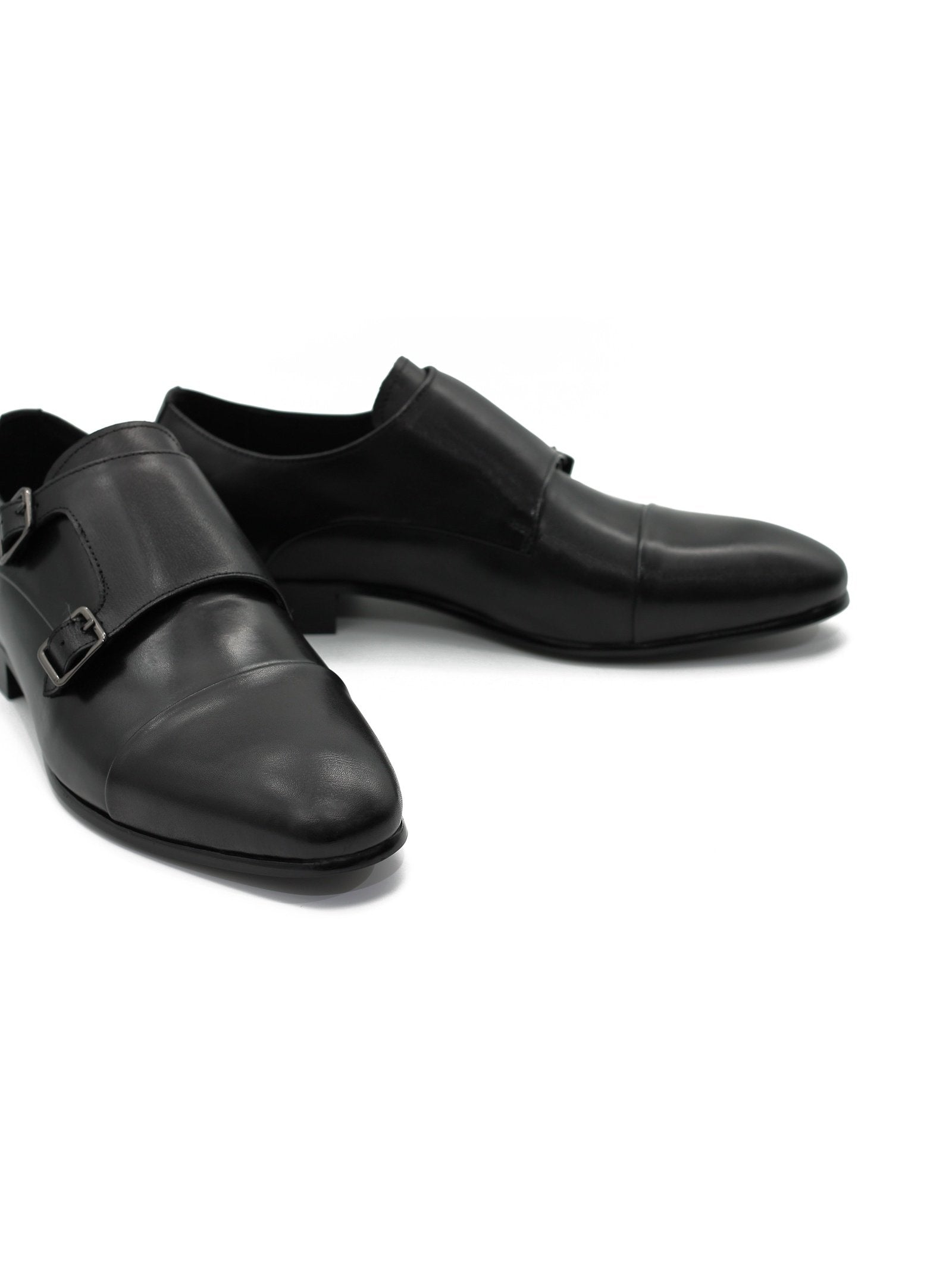 BLACK TOE CAP DOUBLE MONK