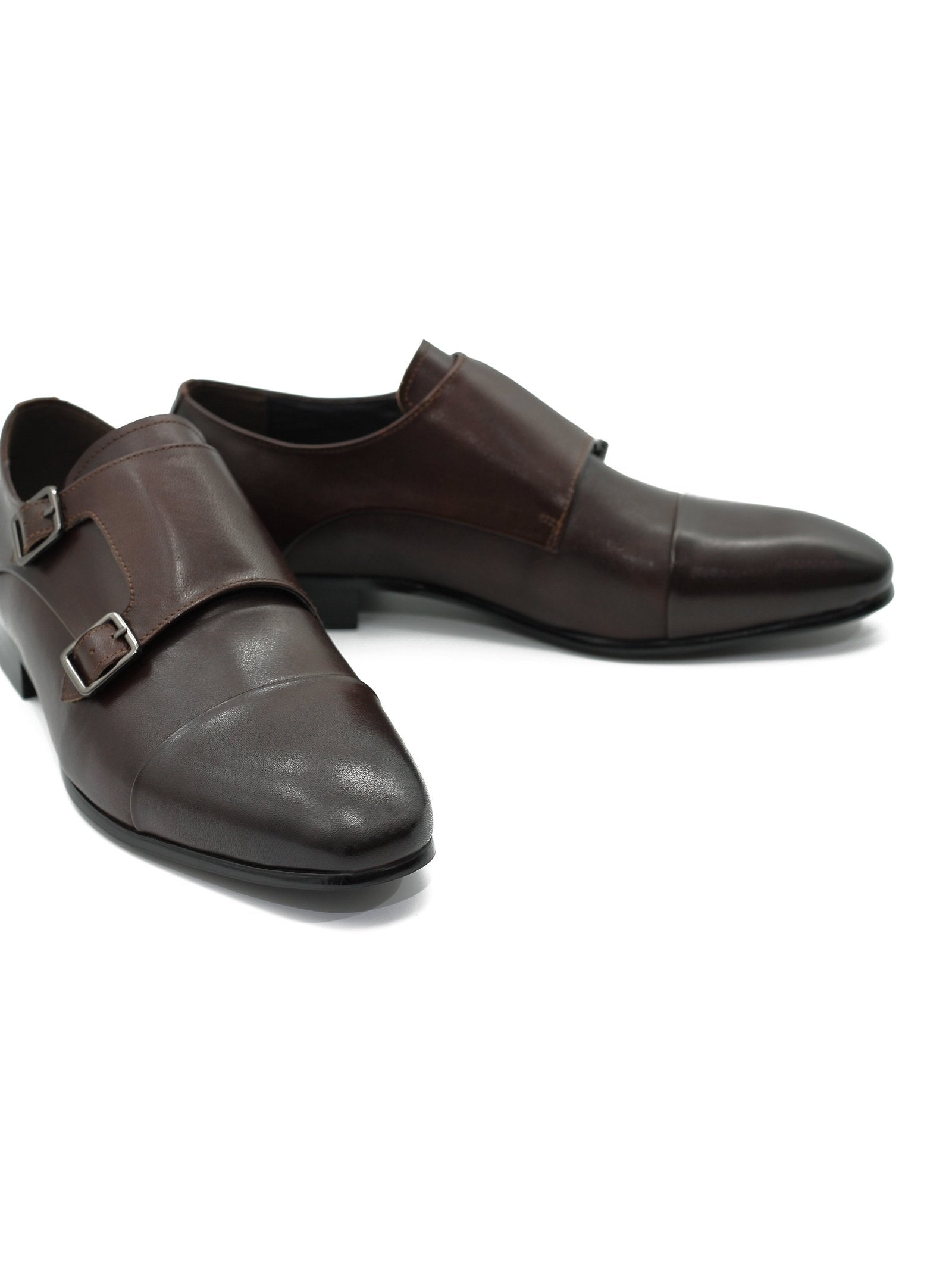 BROWN TOE CAP DOUBLE MONK
