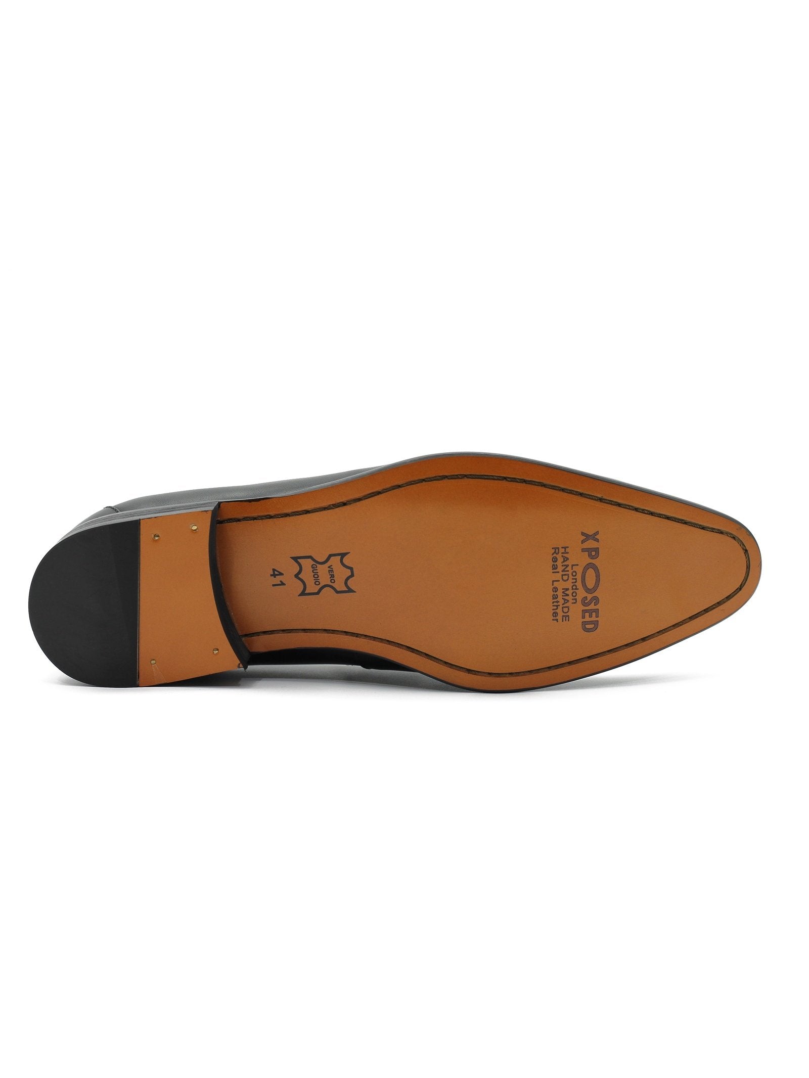 BLACK LEATHER & SUEDE TASSEL LOAFER