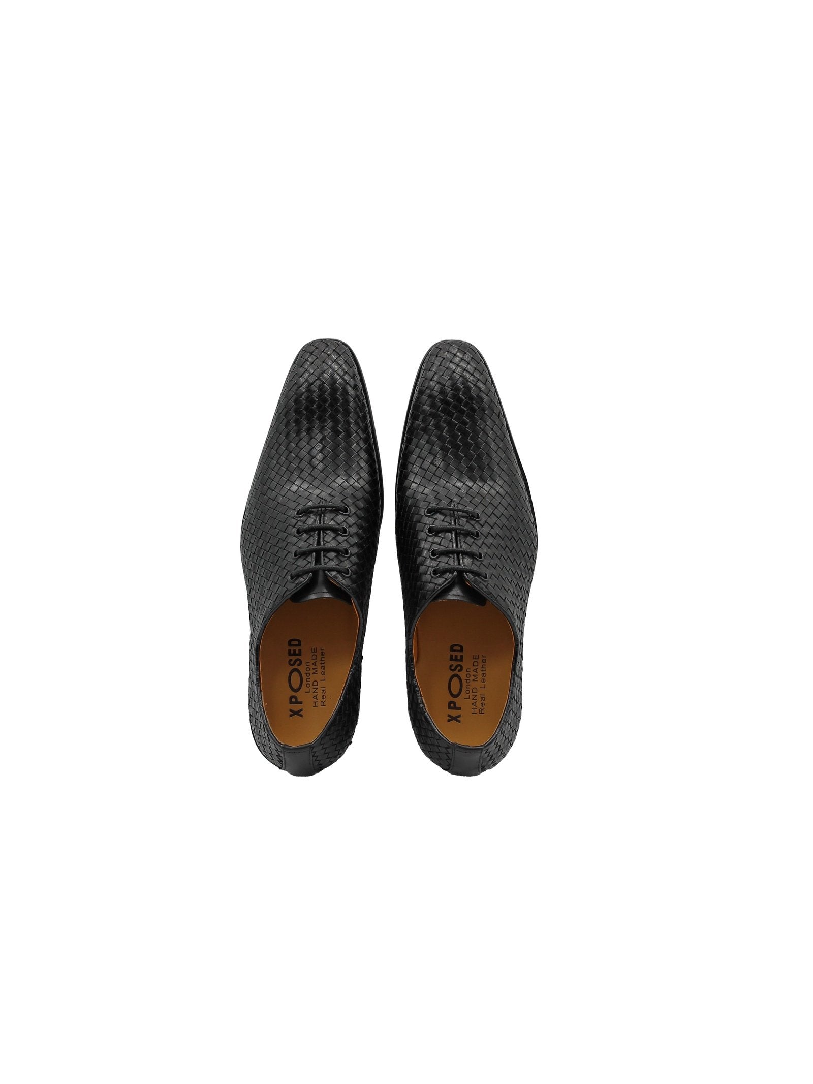 BLACK LATTICE WOVEN LEATHER SHOES