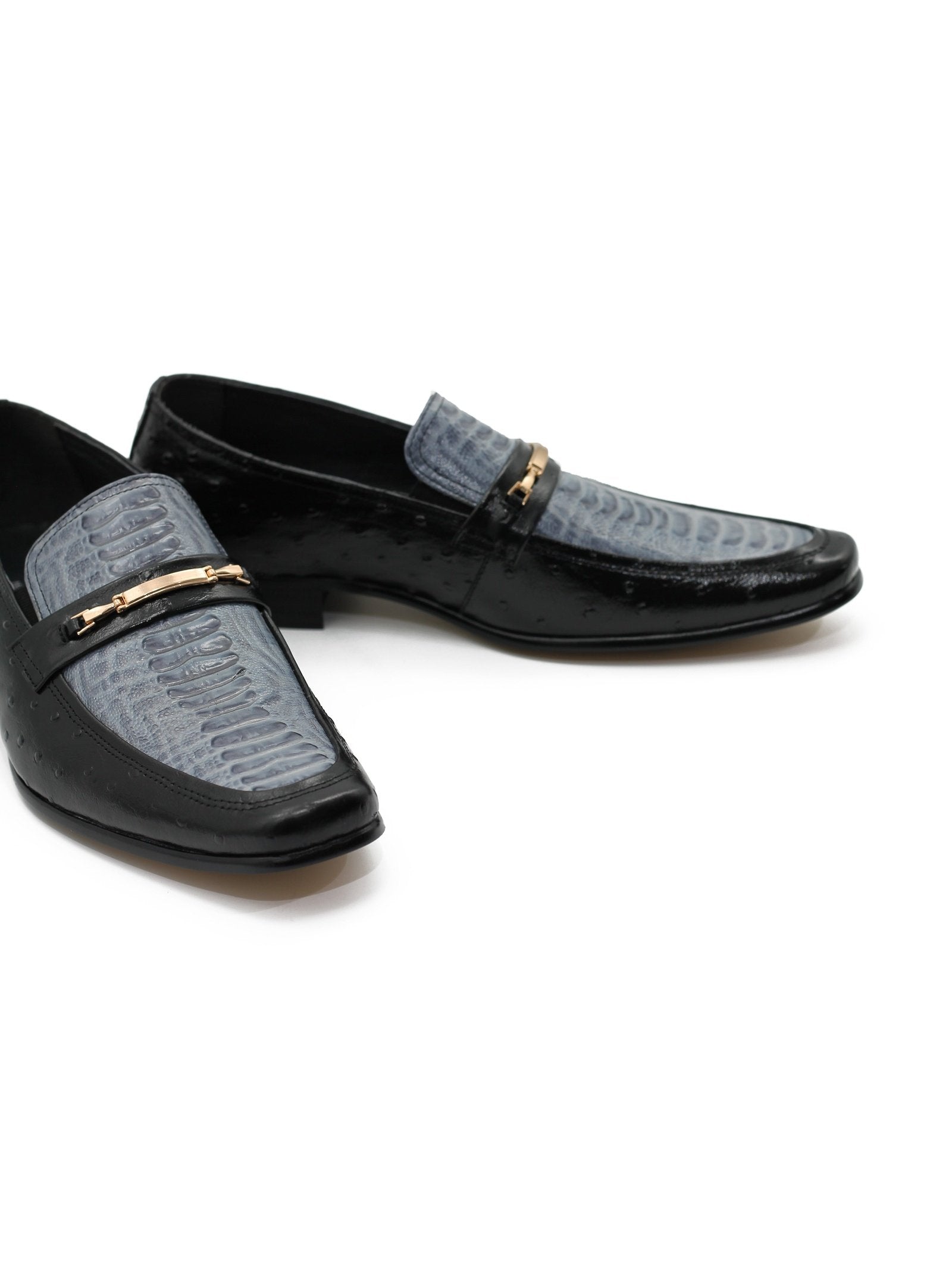 BLACK & BLUE CROC PRINT LOAFER
