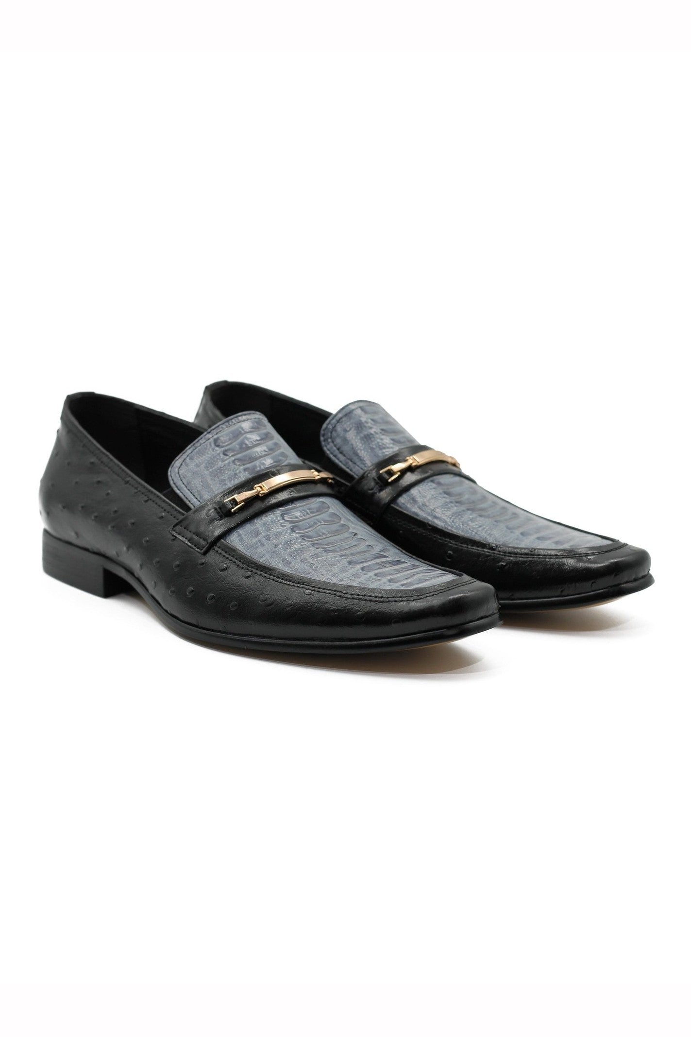 BLACK & BLUE CROC PRINT LOAFER