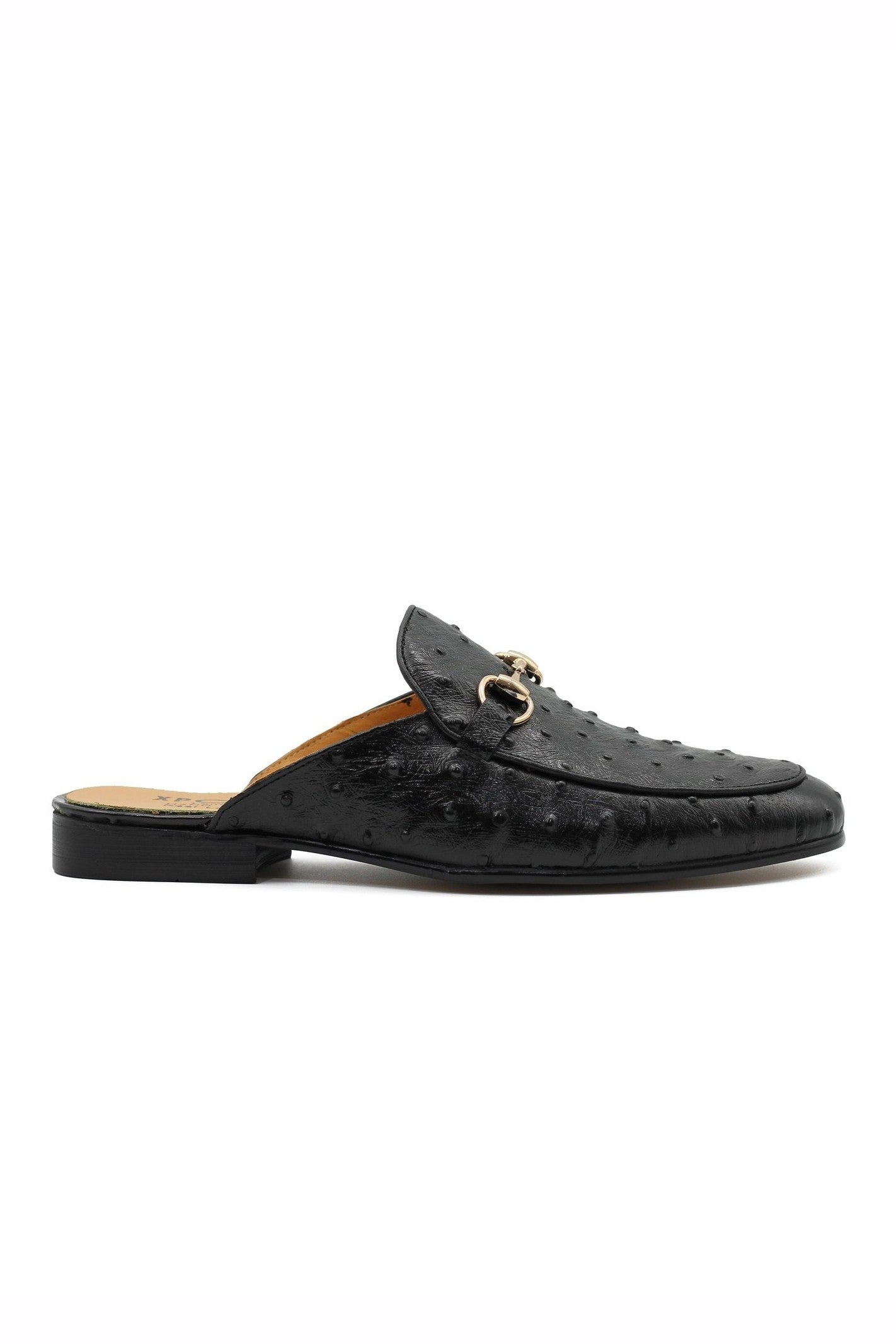 BLACK LEATHER SNAFFLE BIT SLIPPERS