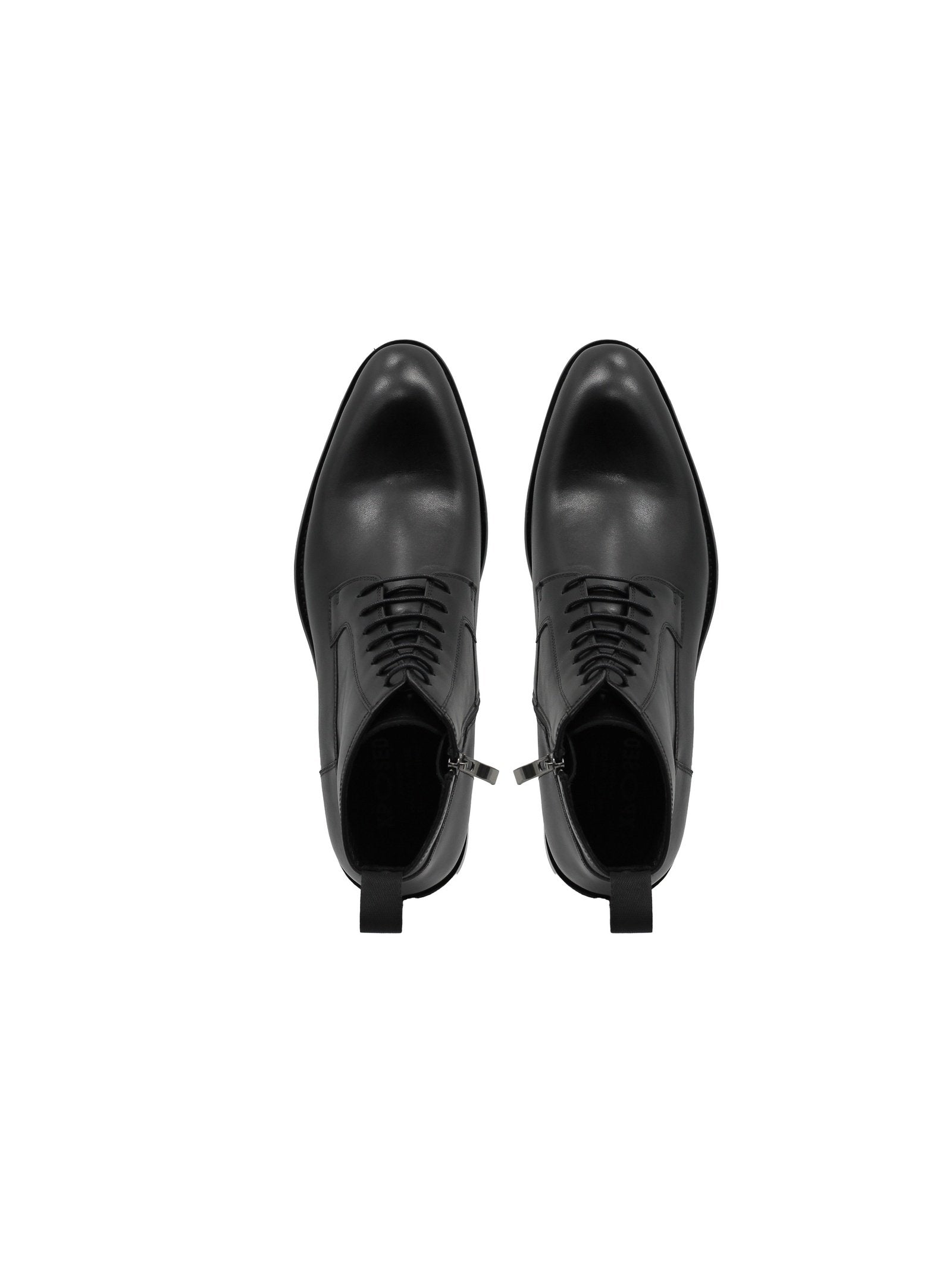 BLACK LEATHER ANKLE DERBY BOOTS