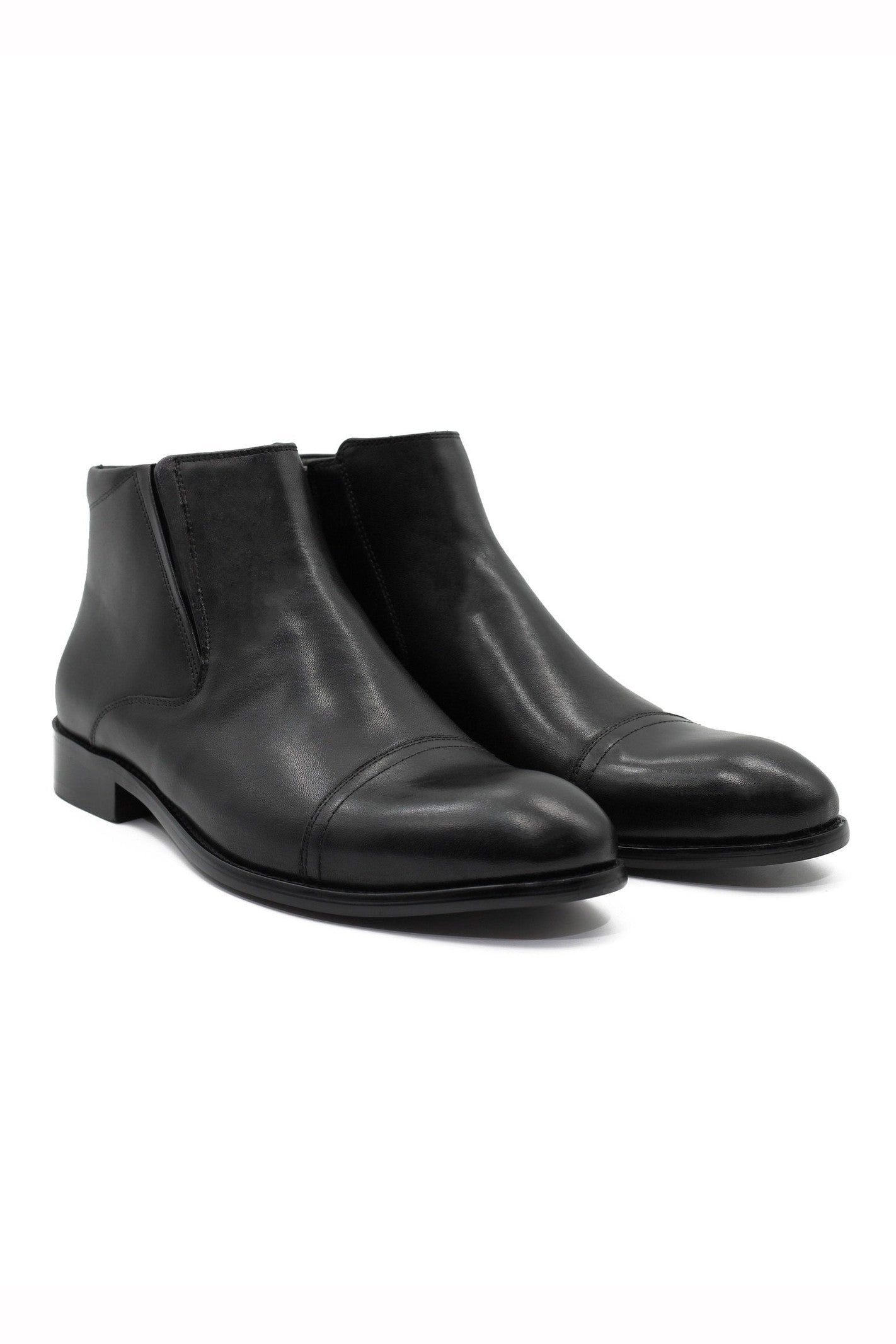 BLACK LEATHER ANKLE BOOTS