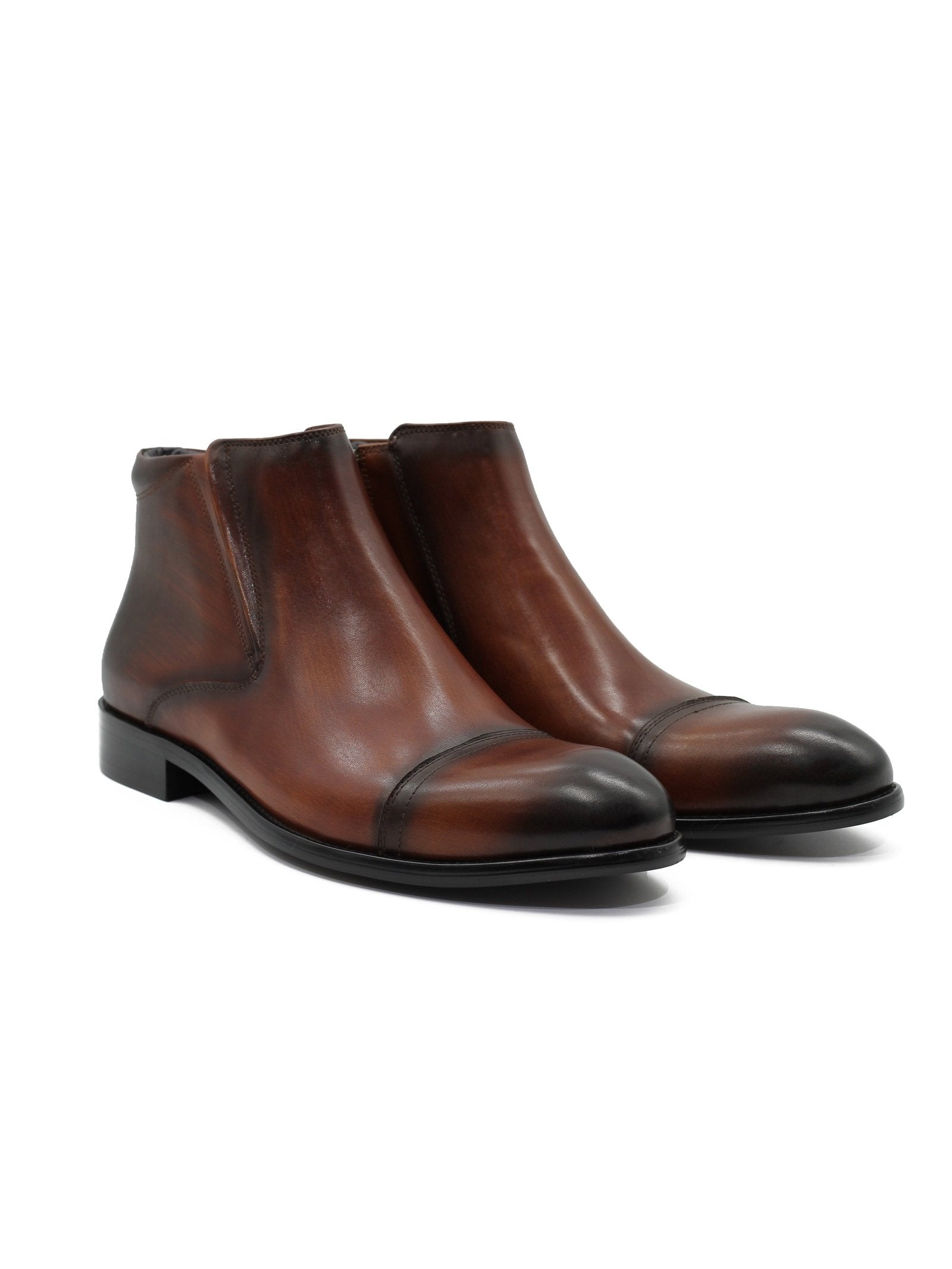 BROWN LEATHER ANKLE BOOTS