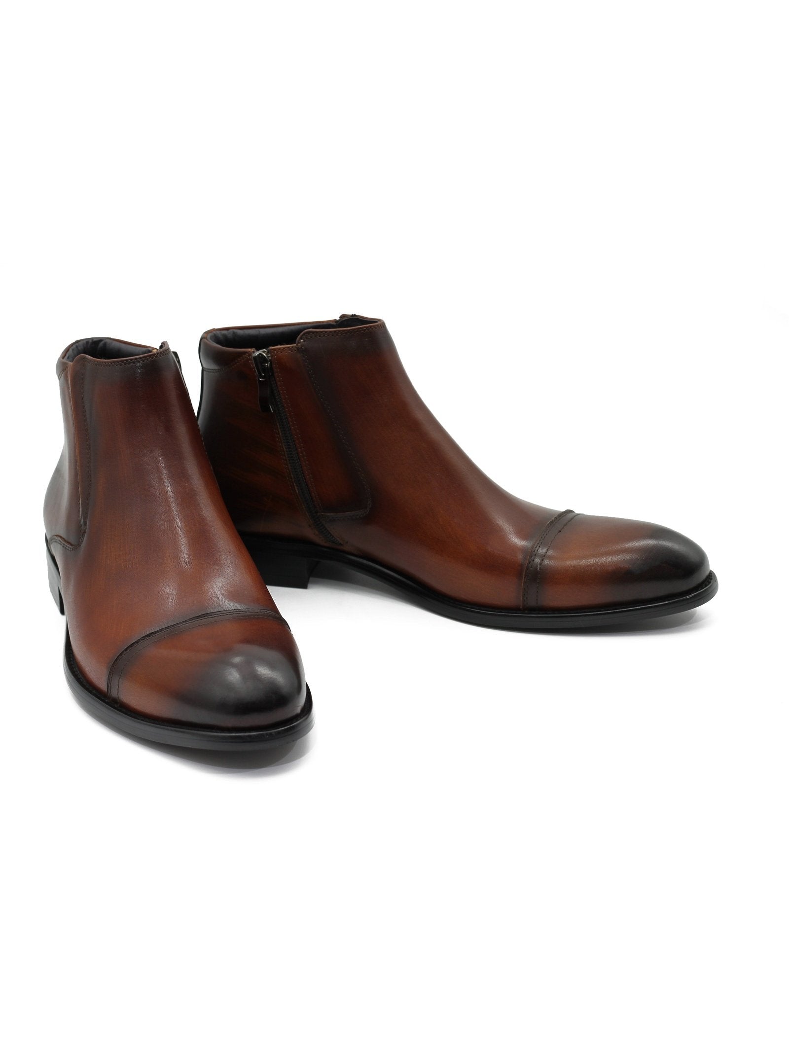 BROWN LEATHER ANKLE BOOTS